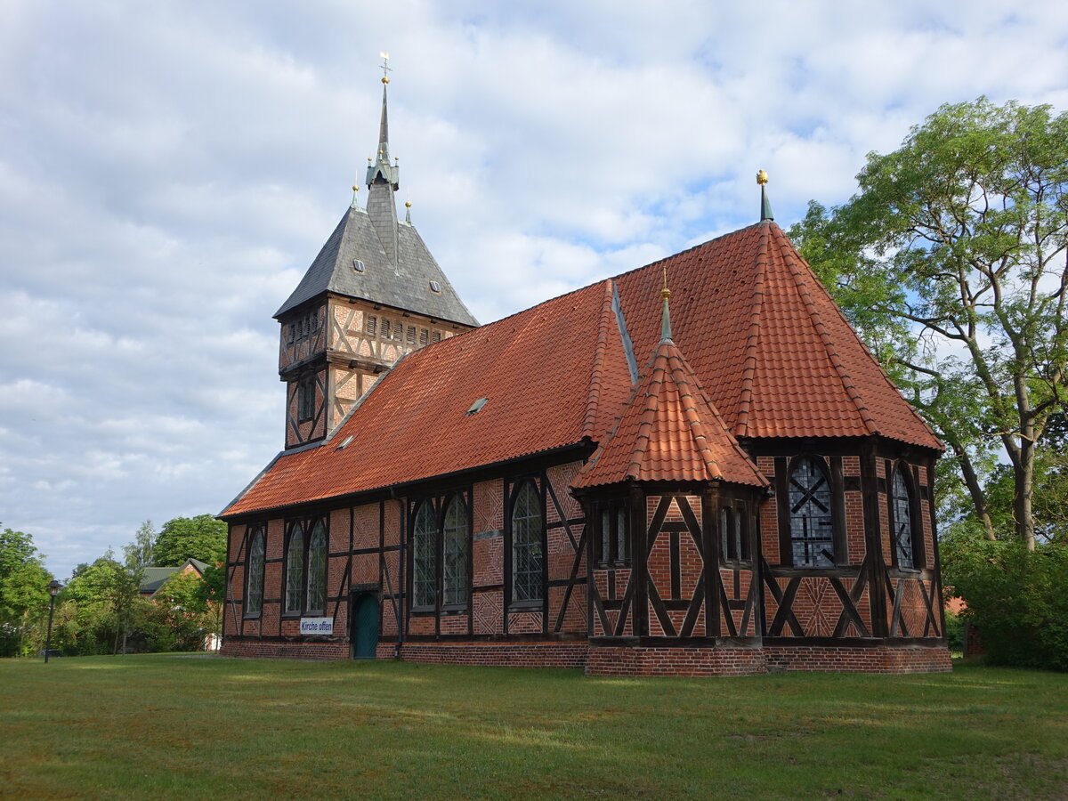 Tripkau, evangelische St. Maria Kirche, Fachwerkkirche von 1757, erweitert 1864 (21.06.2026)