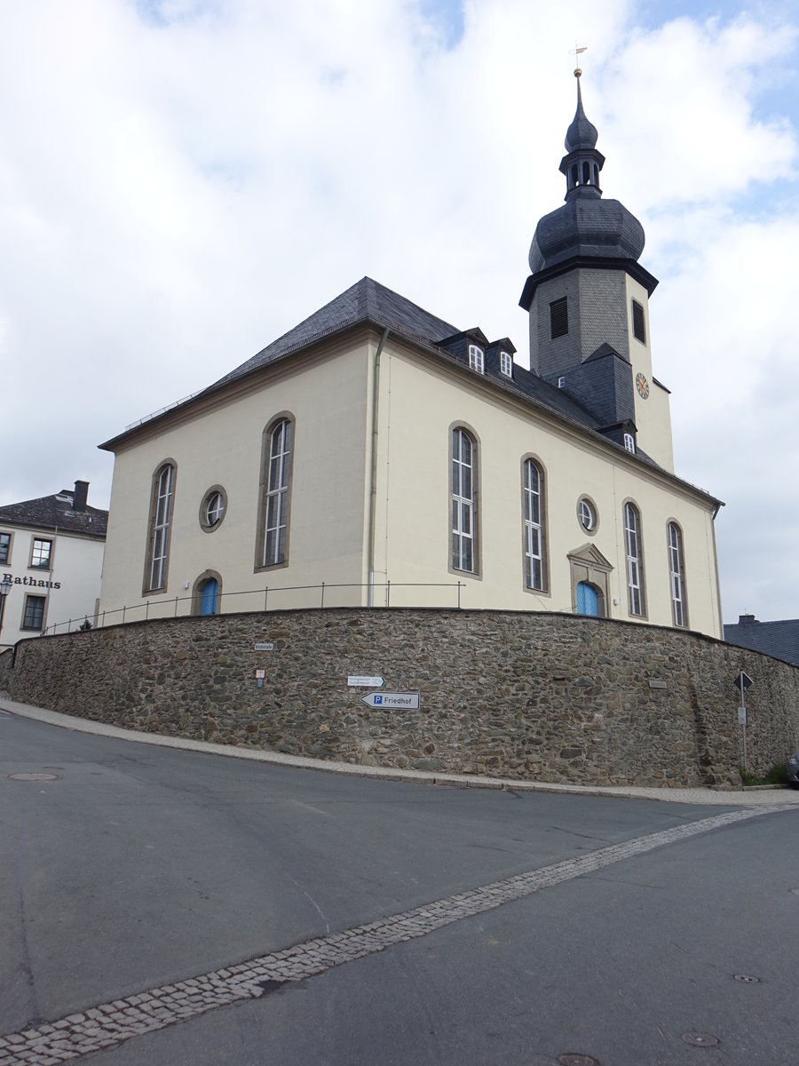 Trogen, Ev. Kirche, Saalkirche mit Chorturm, erbaut von 1747 bis 1752 (14.04.2017)