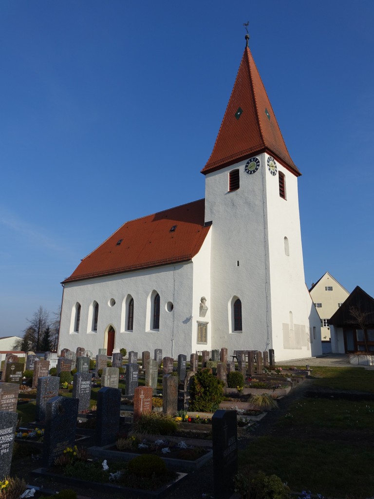 Trommetsheim, Ev. St. Emmeran Kirche, mittelalterliche Chorturmkirche, im Inneren barock umgestaltet ab 1707 (18.03.2015)