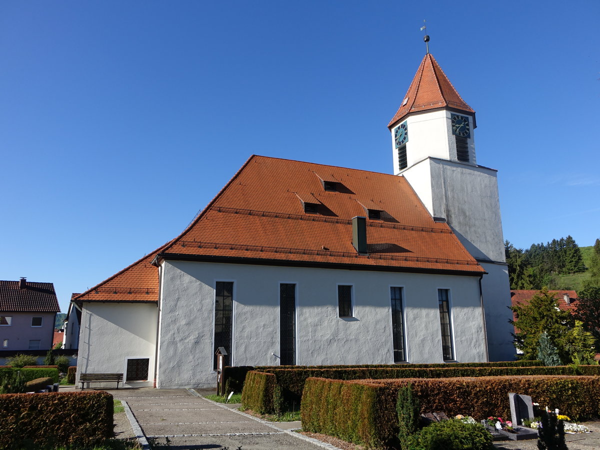 Truchtelfingen, Ev. Kirche St. Gallus, erbaut bis 1732 mit gotischem Turm (21.05.2017)