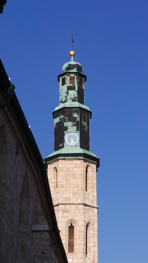 Turm der Kornmarktkirche, die heute als Museum zum Deutschen Bauernkrieg genutzt wird.
29.08.2015