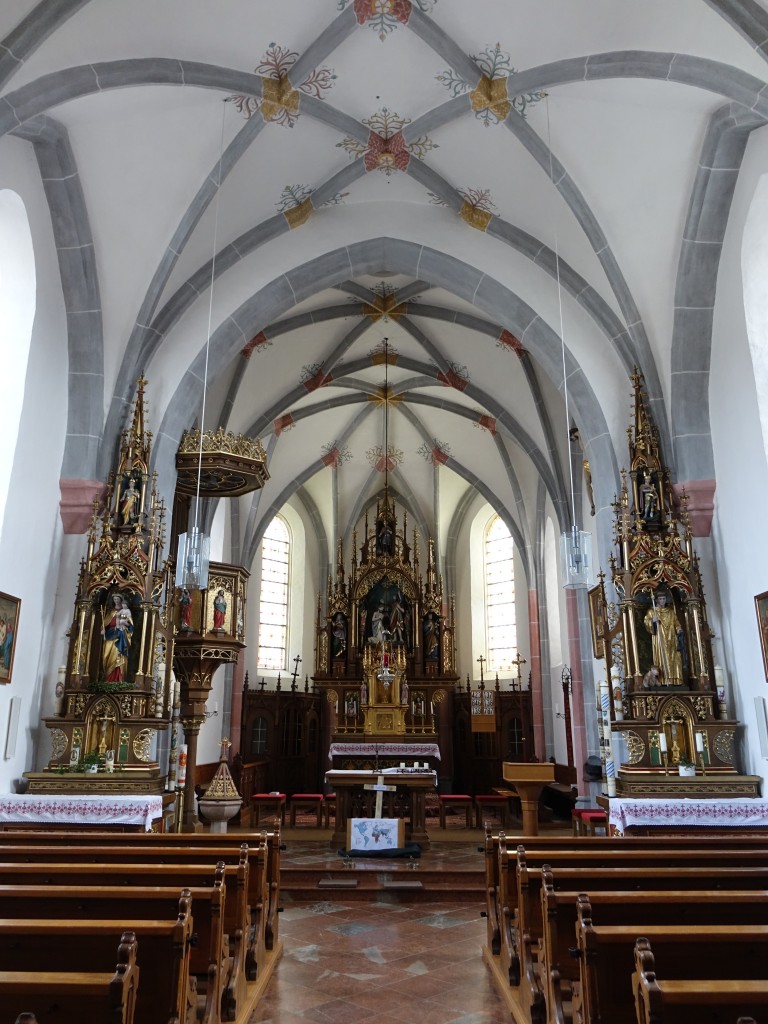 Tyrlaching, Innenraum der St. Johann Baptist Kirche (14.02.2016)