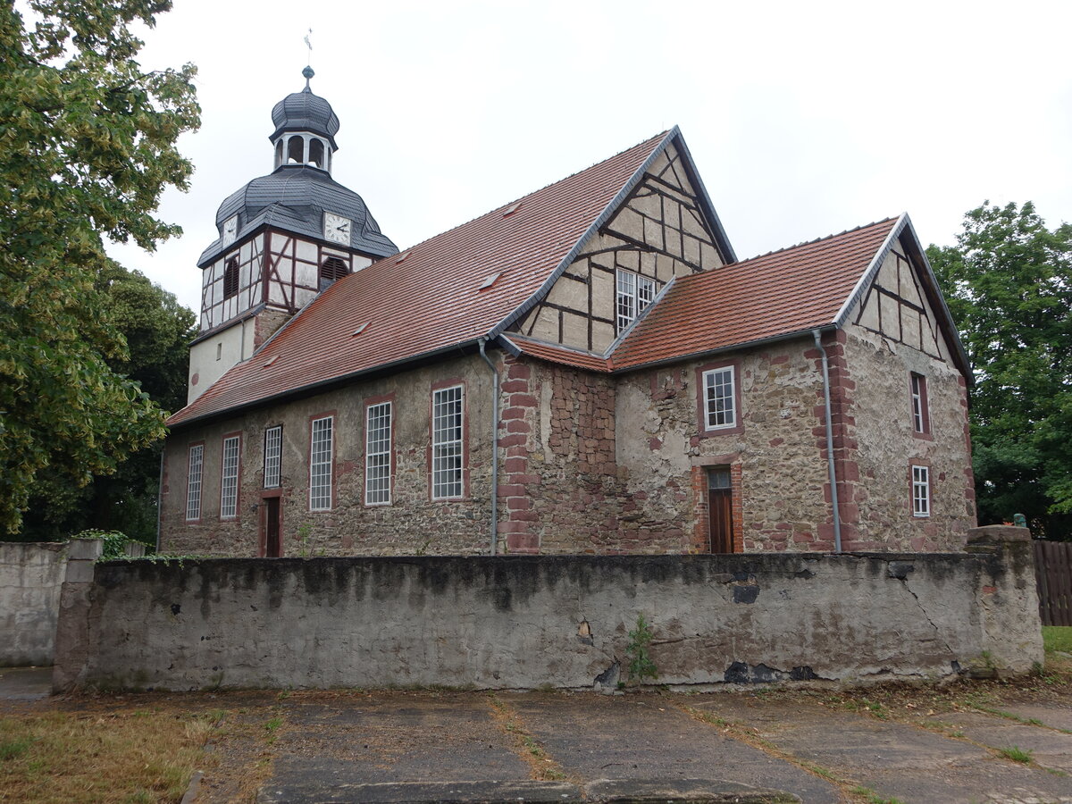 Uftrungen, evangelische St. Andreas Kirche, barocker Saalbau, erbaut von 1732 bis 1734 (30.06.2023)