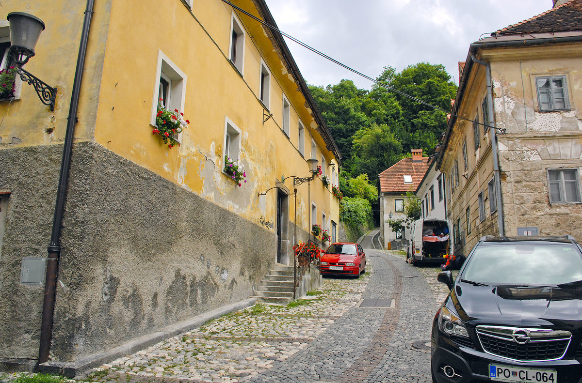 Ulica na Grad in Ljubljana. Aufnahme: 1. August 2016.