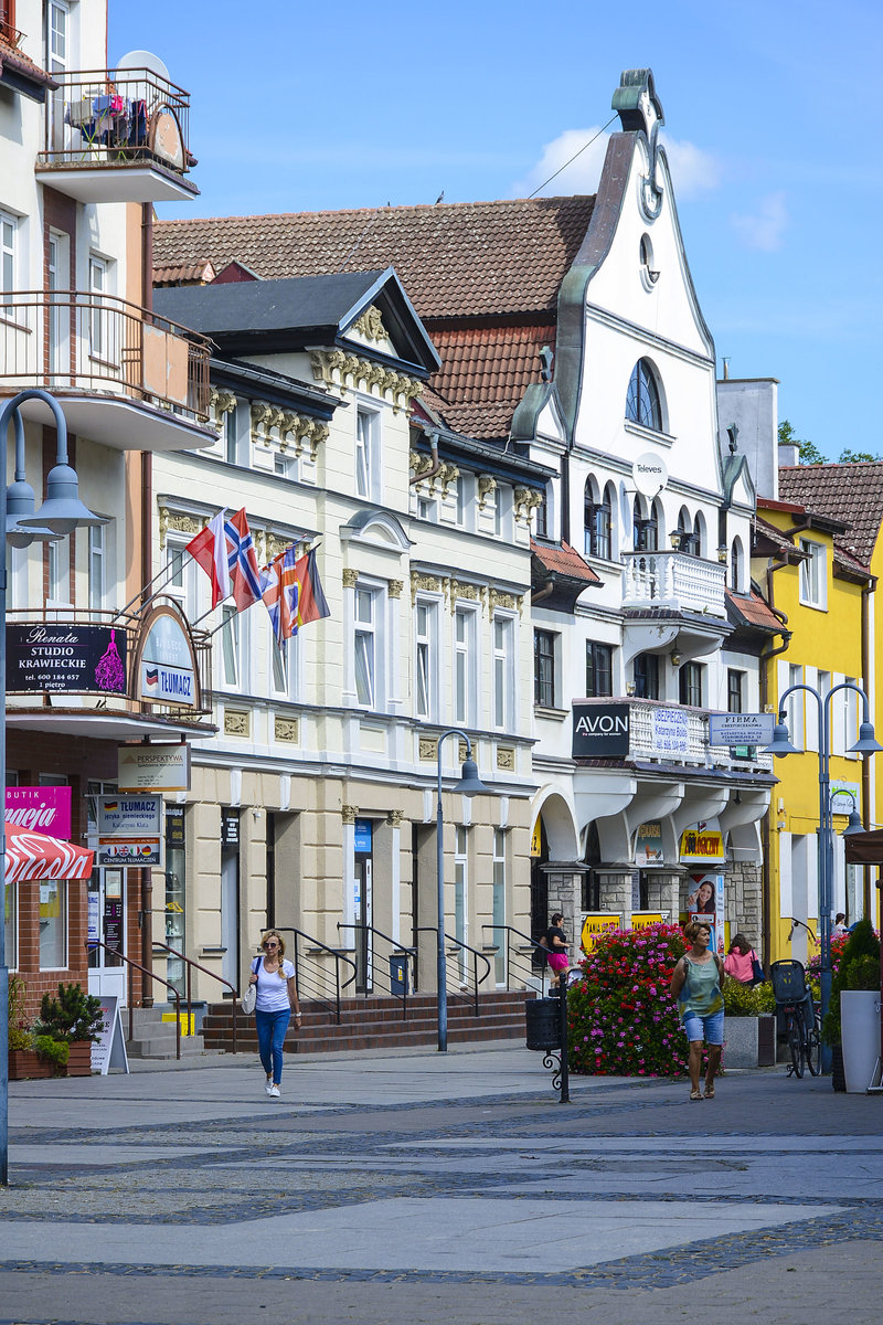 Ulica Staromiejska (bis 1945 Stolper Strae) in Lębork (Lauenburg in Pommern). 
Aufnahme: 19. August 2020.