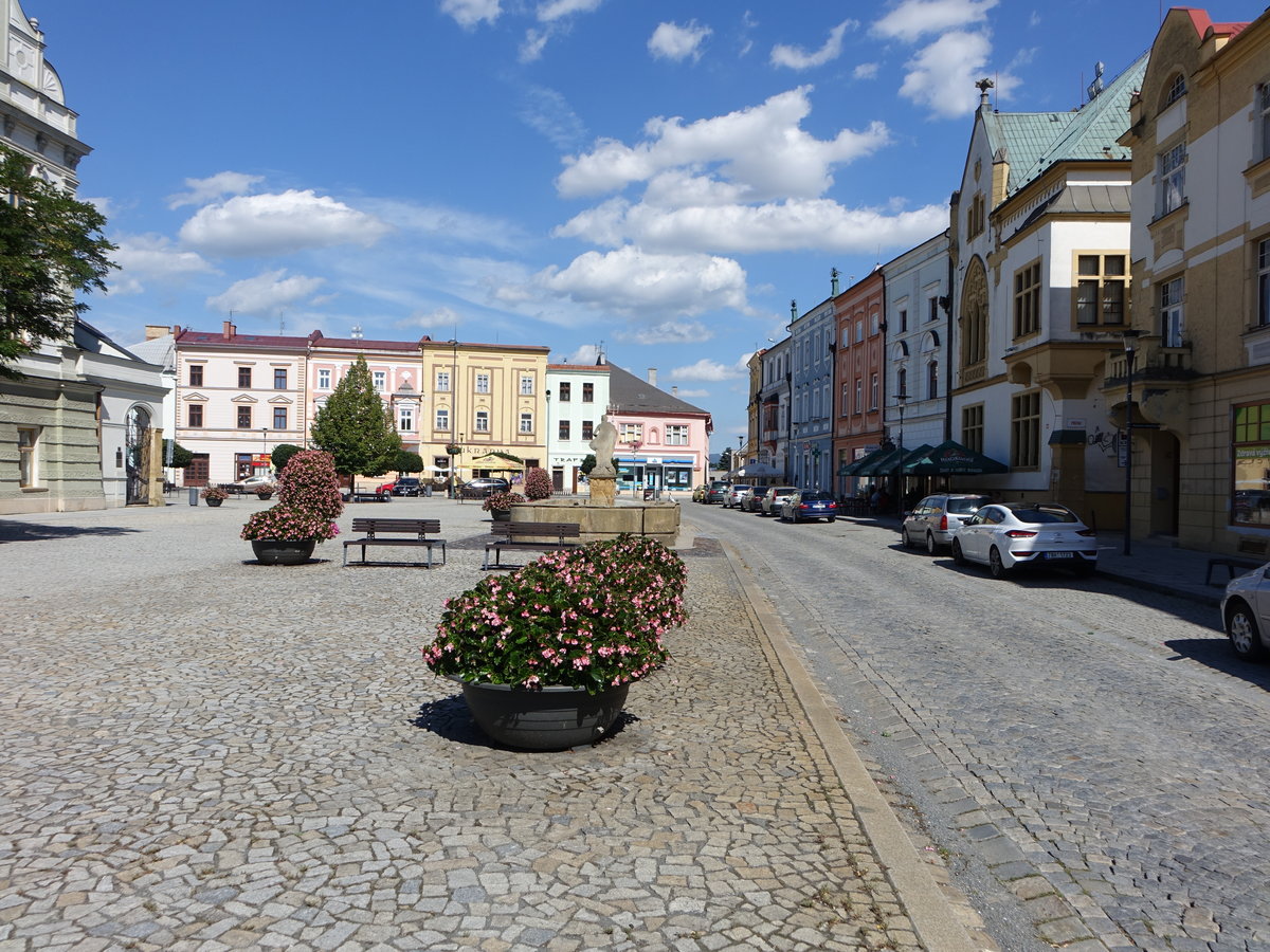 Unicov / Mahrisch Neustadt, Gebude am Masarykovo Namesti (01.08.2020)