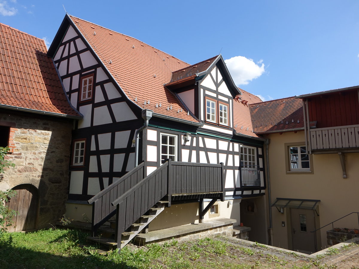 Unselben, Fachwerkhaus in der alten Kirchenburg, sptmittelalterlich (08.07.2018)