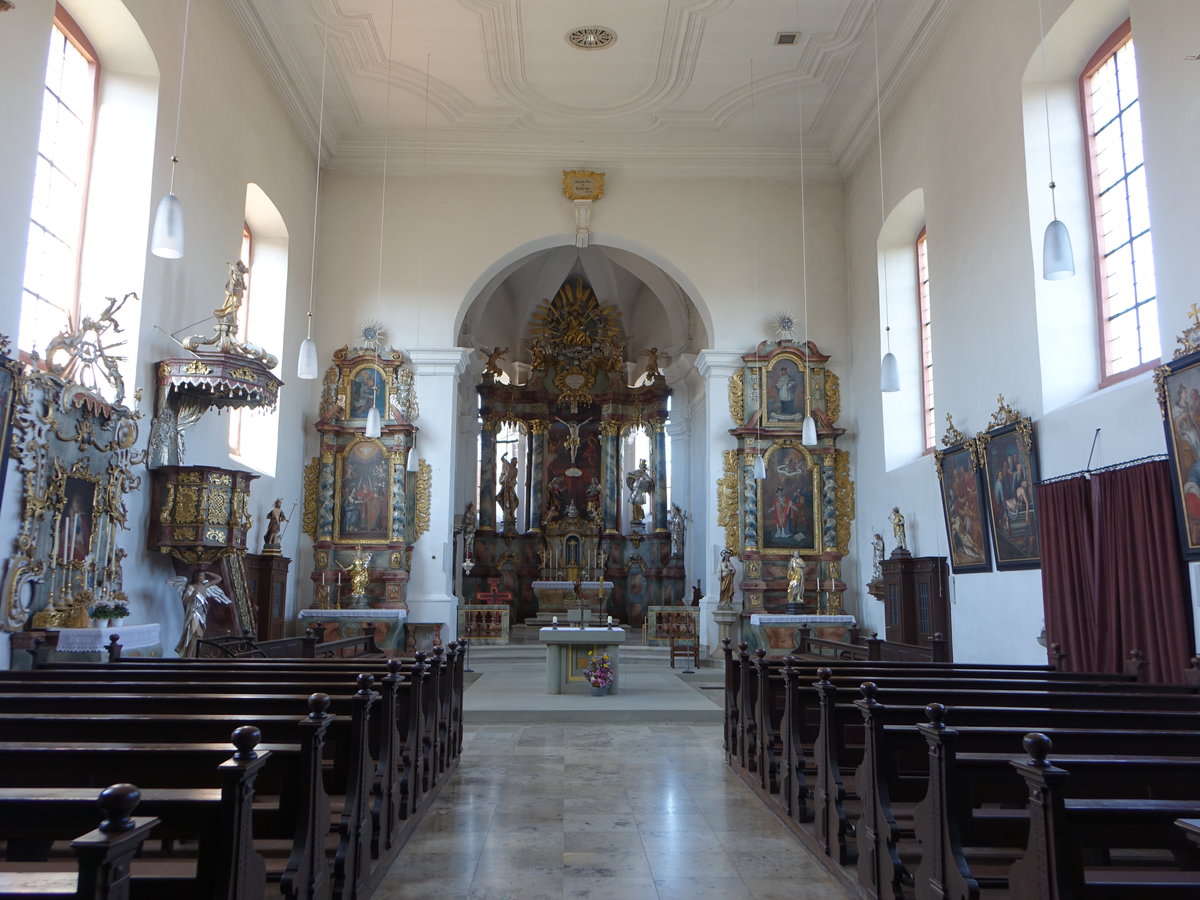 Unterefeld, barocke Kanzel und Altre in der St. Johann Baptist Kirche (15.10.2018)