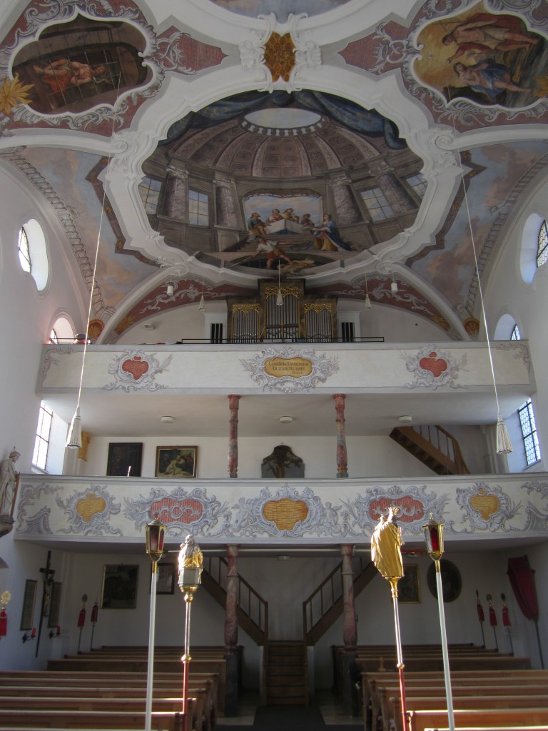 Unterigling, Orgelempore der St. Johannes Kirche, Orgel von 1854 der Orgelbauer Beer aus Erling (01.02.2014)