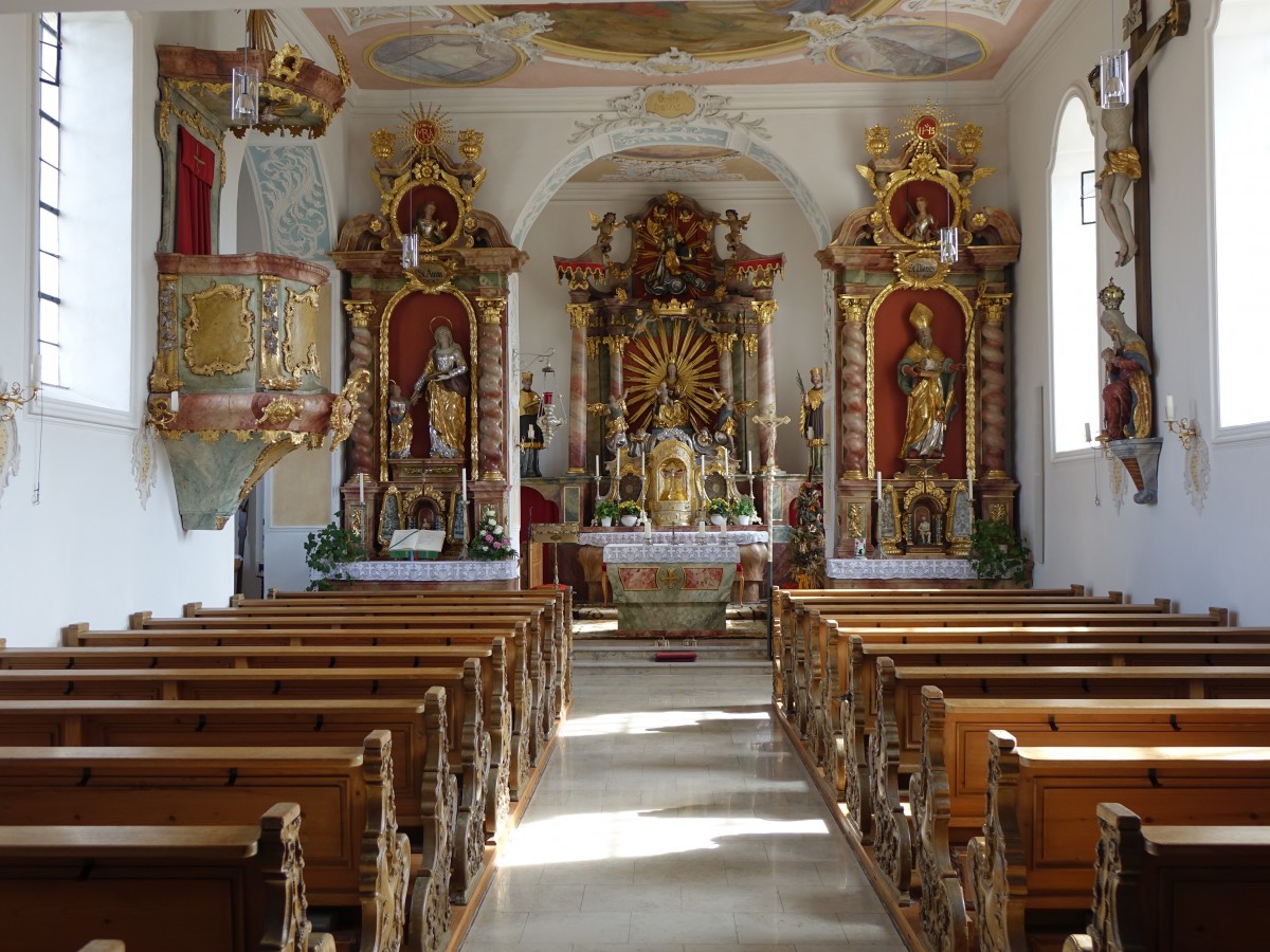 Unterschweinbach, Altre und Kanzel in der Maria Himmelfahrt Kirche (13.09.2015)