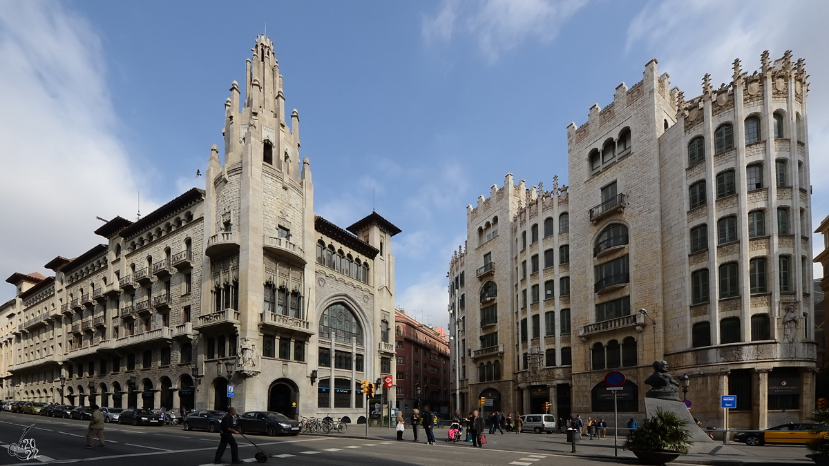 Unterwegs auf der Via Laietana, einer der Hauptverkehrsstraen in Barcelona. (Februar 2012)