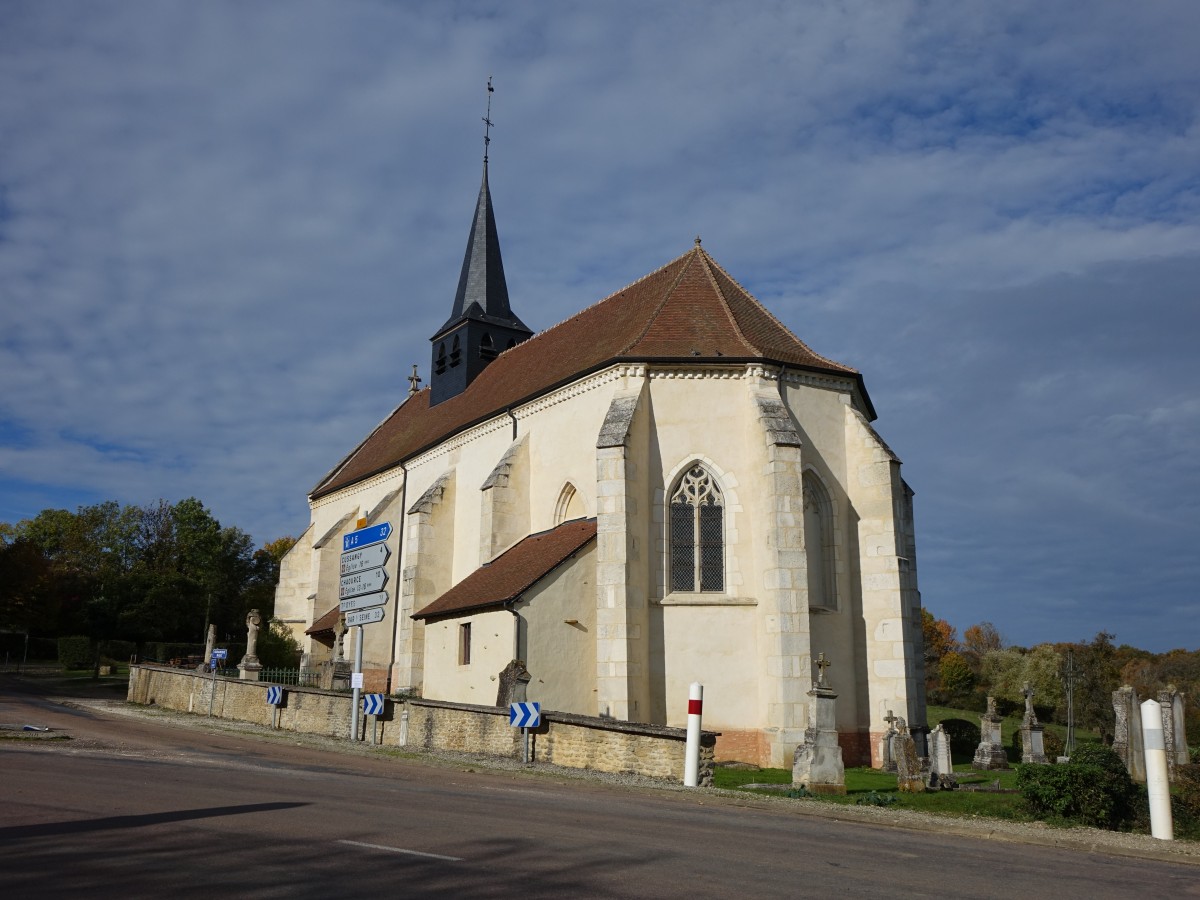 Vallires (Aube), Kirche St. Benigne, erbaut ab 1179, nach Einsturz wiedererbaut von 1861 bis 1866 (27.10.2015)