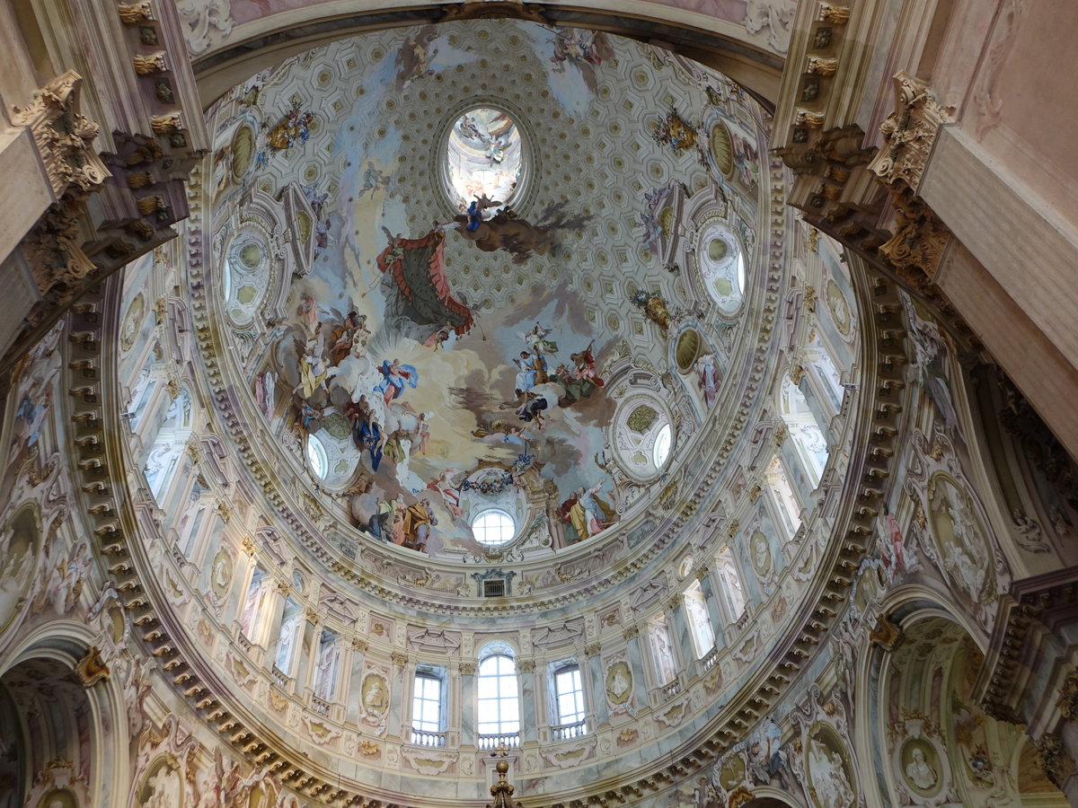 Vicoforte, Fresken in der Kuppel in der Klosterkirche Santuario di Vicoforte (03.10.2018)