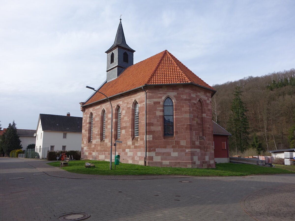 Vierbach, evangelische Kirche, erbaut 1863 in der Untergasse (17.03.2024)