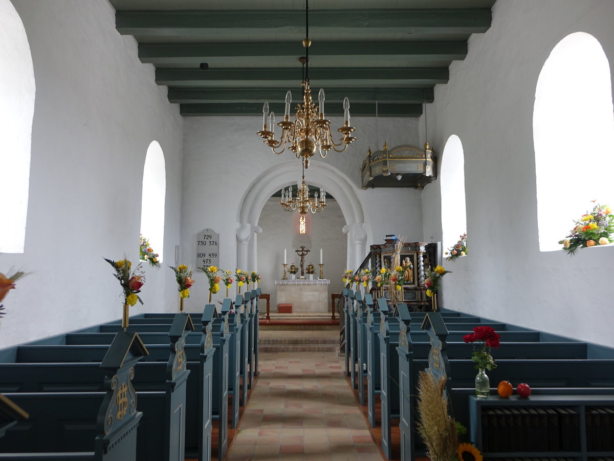 Virring, Ev. Kirche, Kanzel von 1665 mit Schalldeckel von 1837 (21.09.2020)