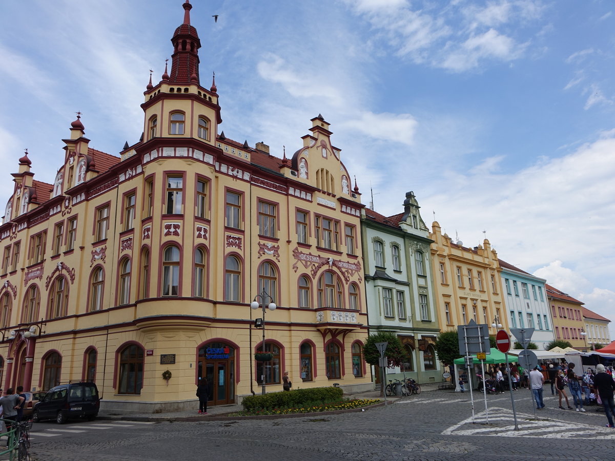 Vodnany, Gebude am Freiheitsplatz Namesti Svobody (25.05.2019)