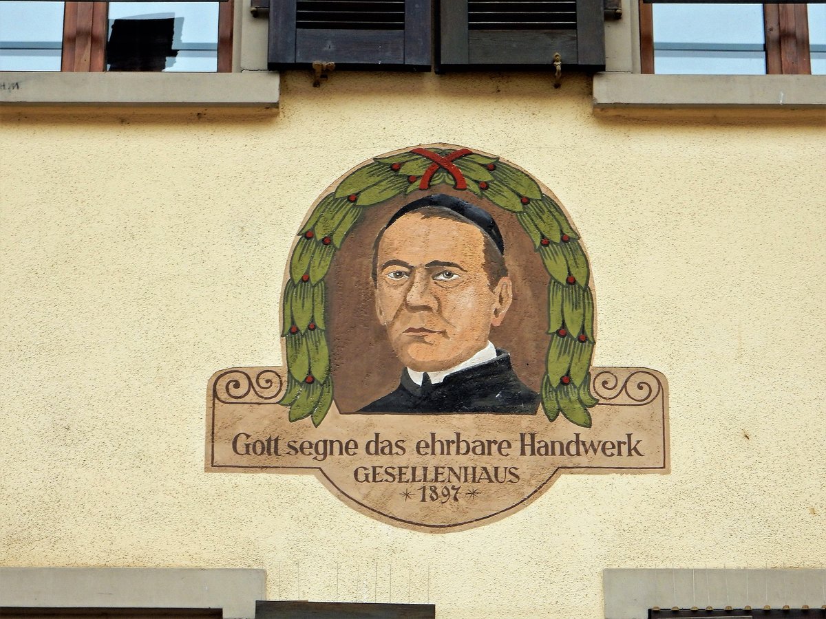 Waldshut, Gesellenhaus an der Wallstrae 62, Baujahr 1897, interessantes Detail - 19.02.2018
