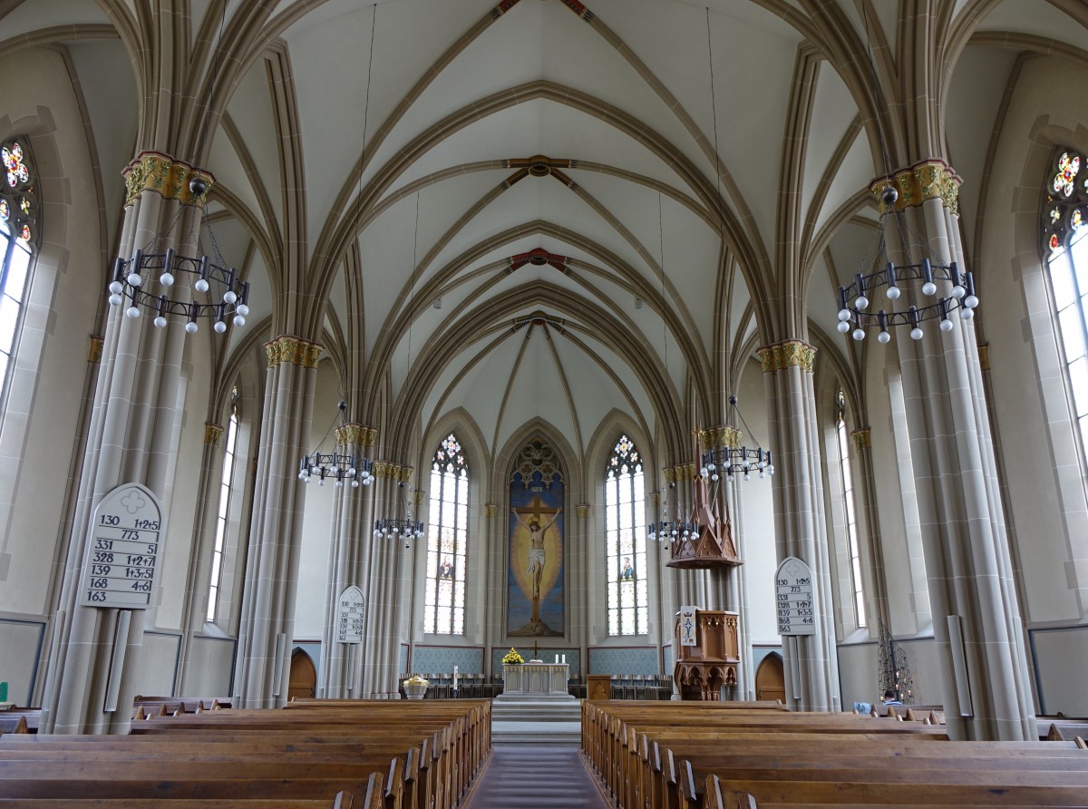 Walldorf, neugotischer Innenraum der Ev. Stadtkirche (31.05.2015)