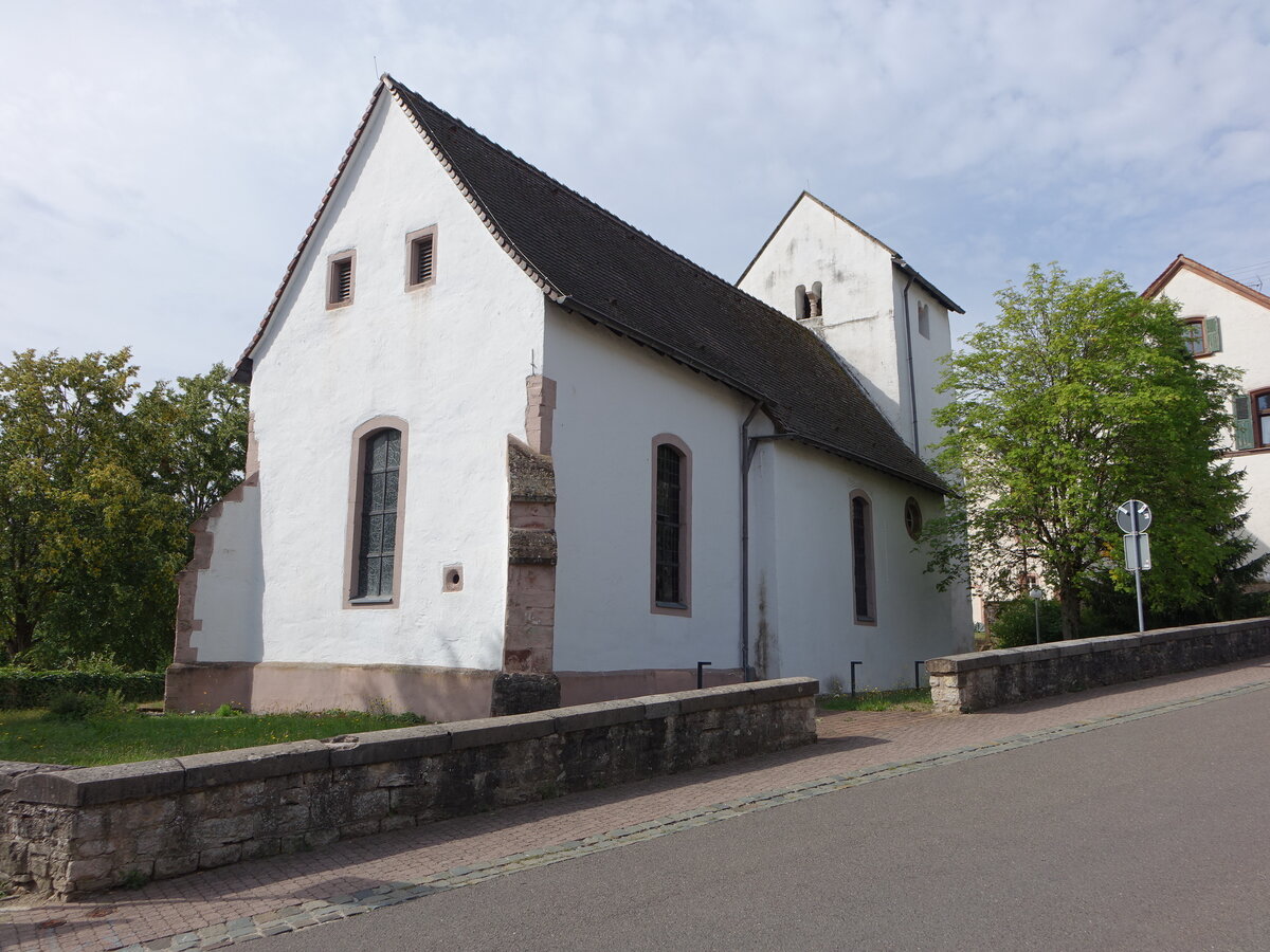 Walsheim, evangelische Kirche, erbaut im 12. Jahrhundert, Langhaus erneuert im 18. Jahrhundert (14.07.2023)