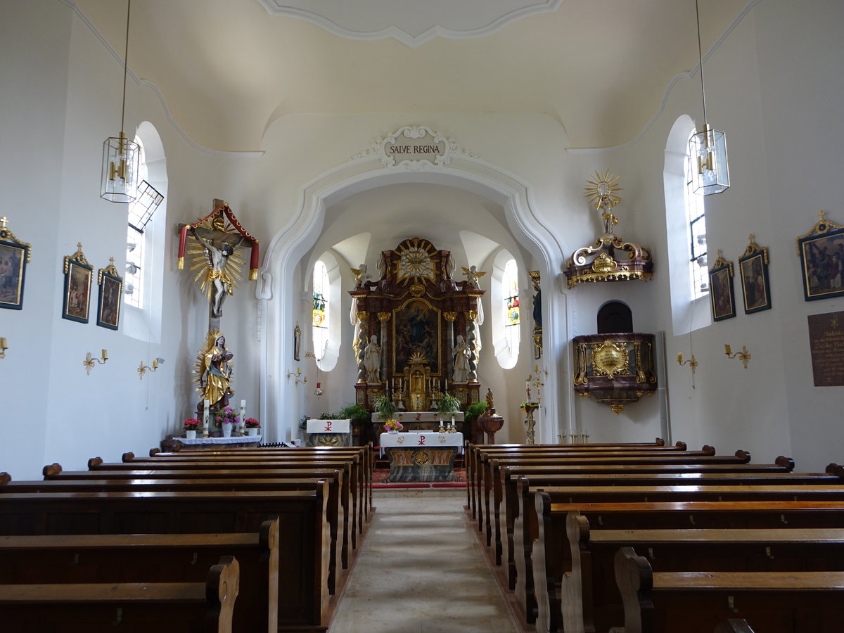 Walting, neubarocker Innenraum der St. Marien Kirche (03.06.2017)