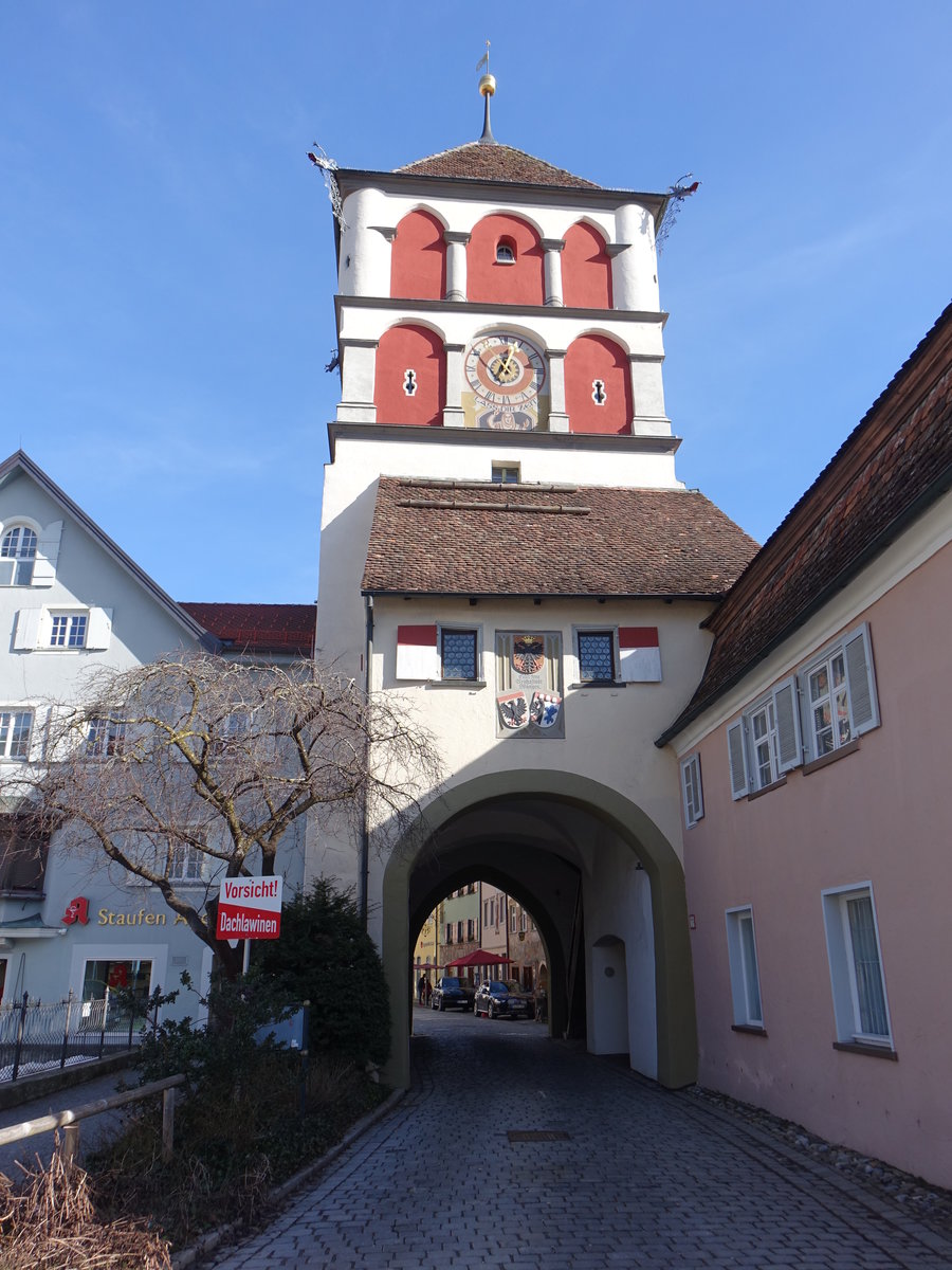Wangen im Allgäu, Martinstor, erbaut 1347 mit gotischer Malereien (20.02.2021)