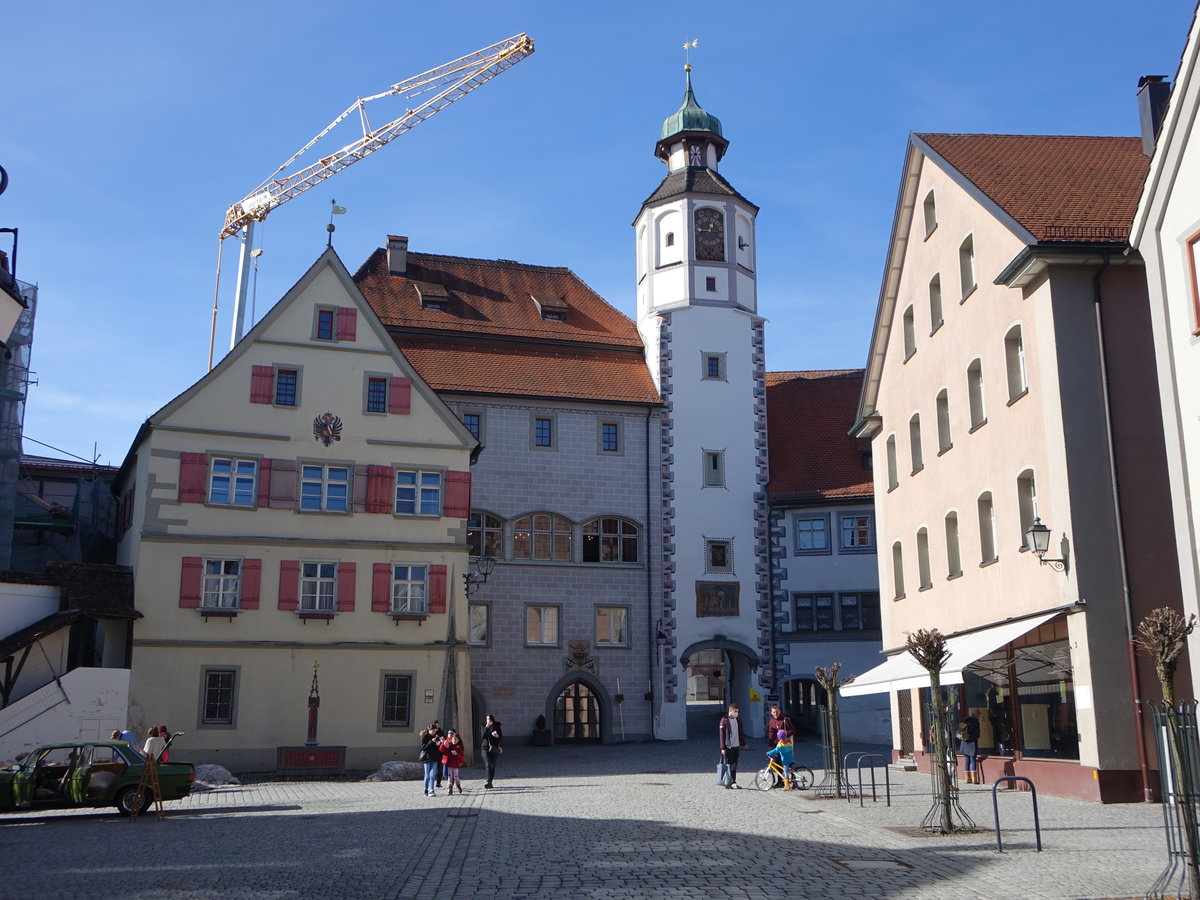 Wangen im Allgu, Rathausturm Ratsloch am Postplatz (20.02.2021)