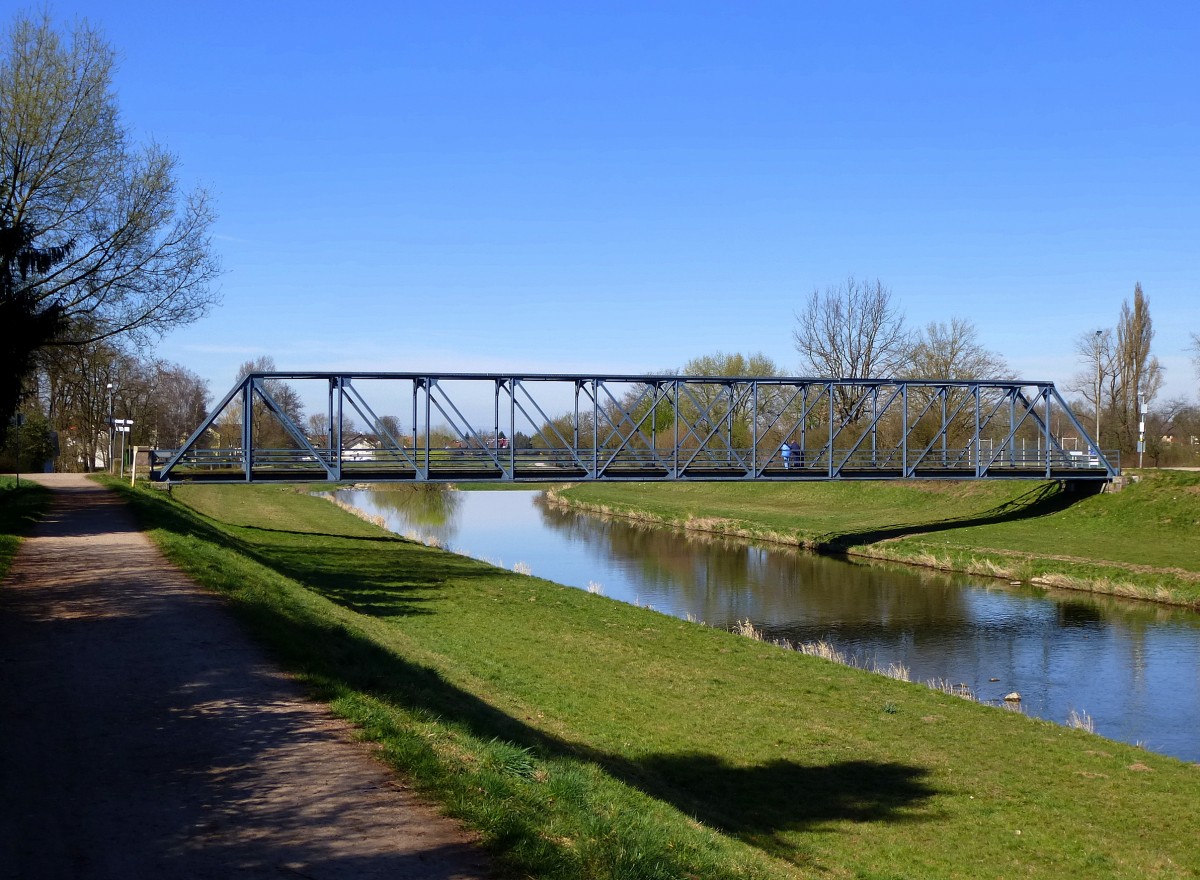 Wasser, Stadteil von Emmendingen, die Wiesenbrcke ber die Elz, erbaut 1898, Mrz 2014 