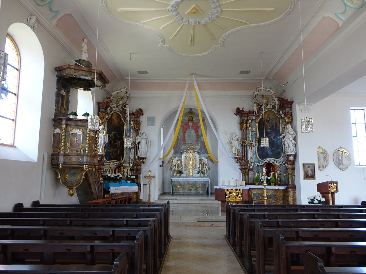 Wasserlosen, barocker Innenraum der Pfarrkirche St. Simon und Judas (27.05.2017)