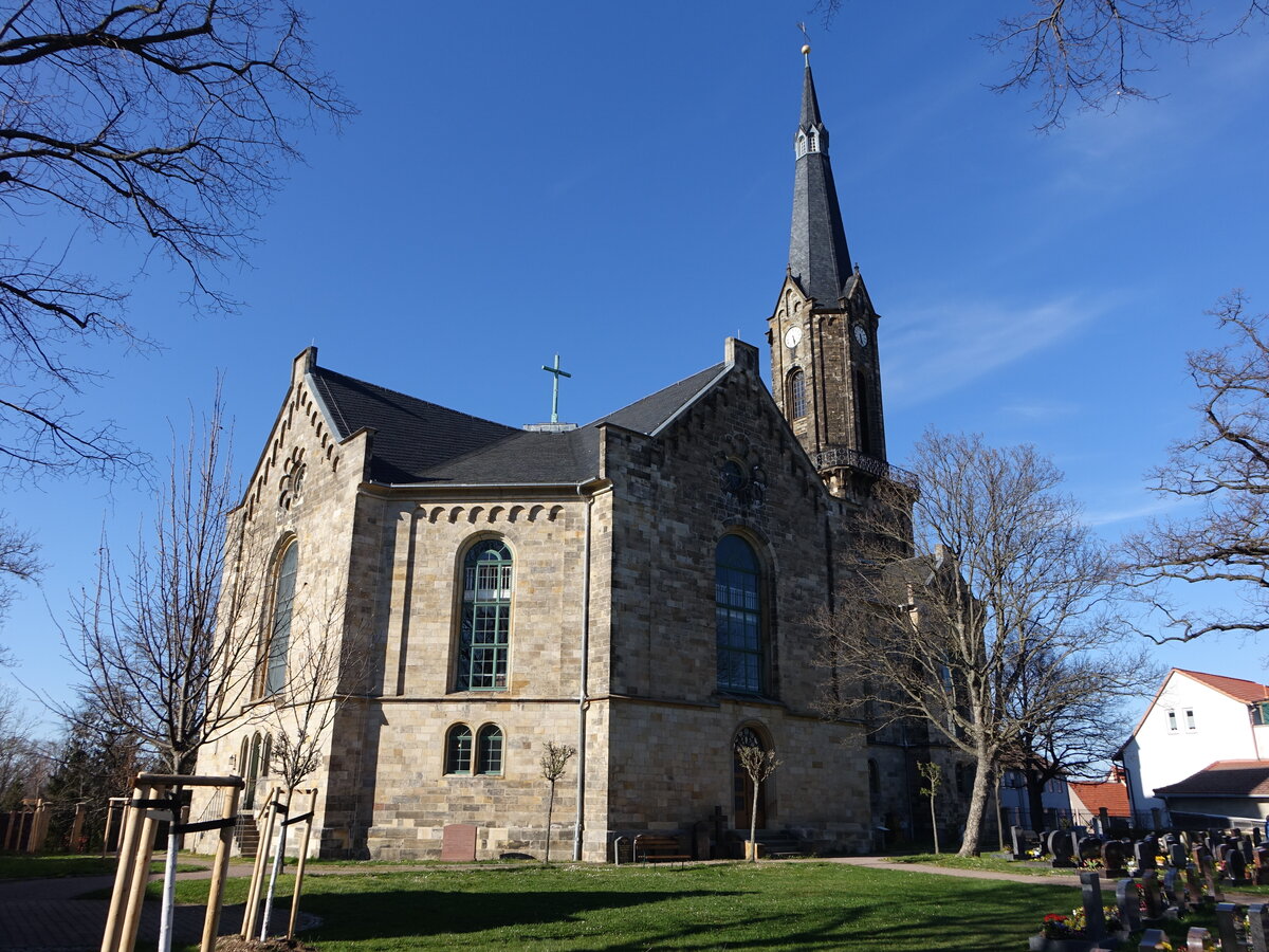 Wechmar, evangelische Pfarrkirche St. Viti, erbaut 1843 (16.04.2022)