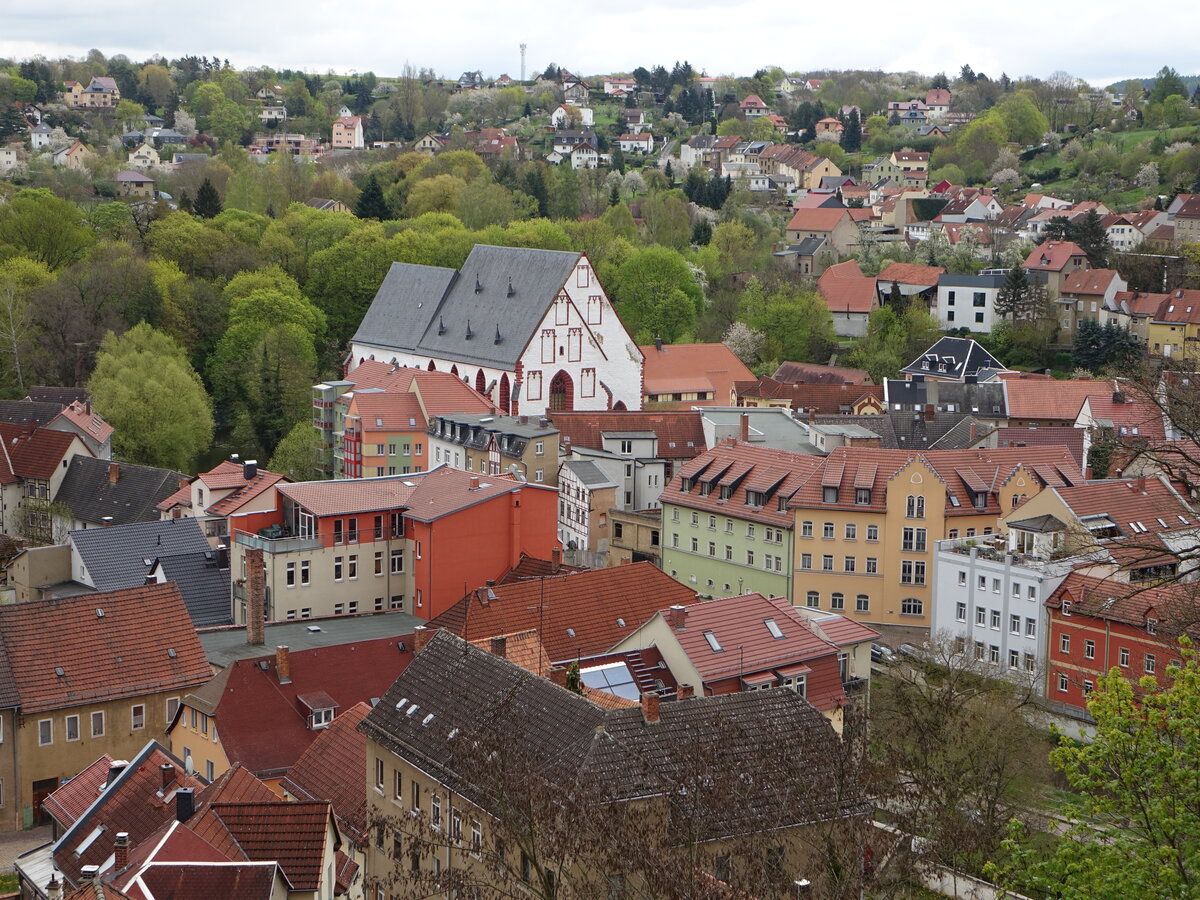 Weida, Ausblick auf die Altstadt mit Marienkirche (29.04.2023)