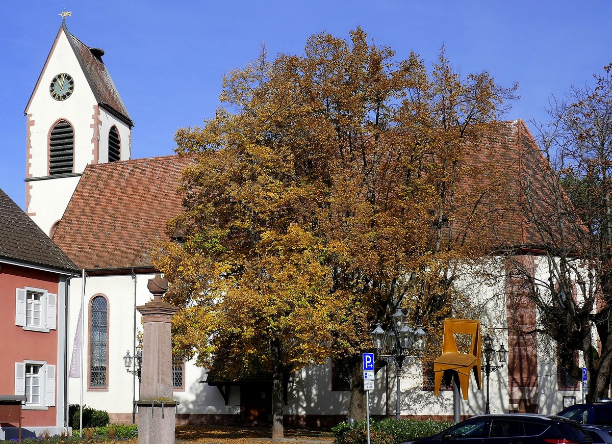 Weil am Rhein, die evangelische Kirche in Alt-Weil, erbaut 1791, Okt.2020