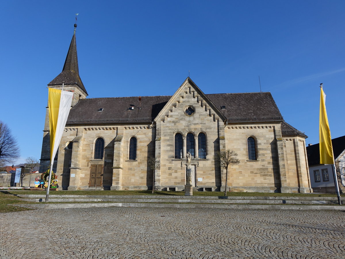 Weilersbach, Wallfahrtskirche St. Anna, erbaut ab 1521, 1963 modern erweitert durch Pfarrer Alfred Mayer (28.03.2016)