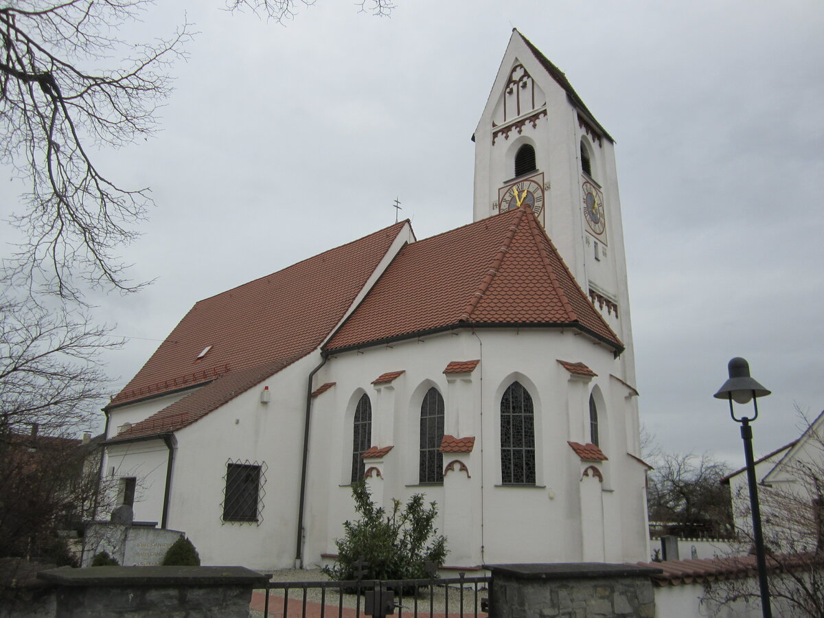 Weinhausen, kath. Pfarrkirche, sptgotischer Bau aus dem 15. Jahrhundert (07.02.2014)