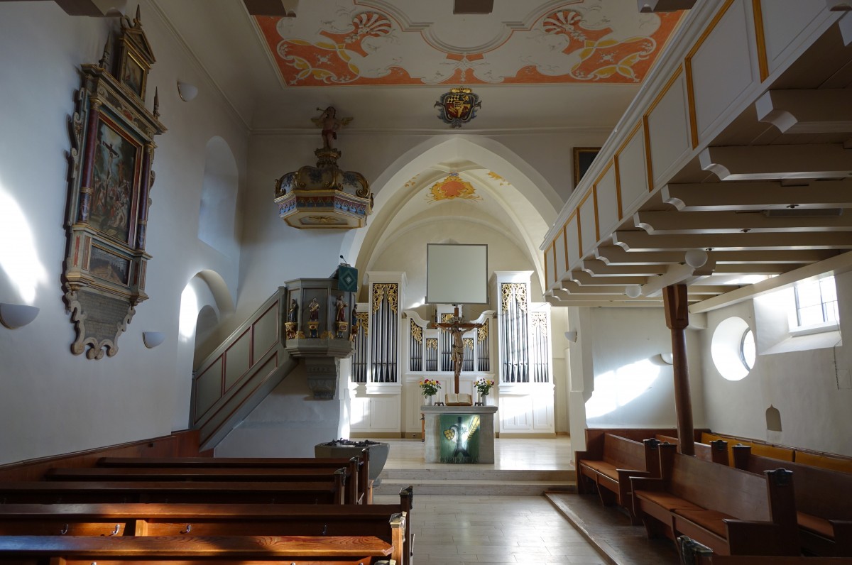 Weinstadt, barocker Innenraum der Ev. Kirche im Ortsteil Endersbach (18.01.2015)