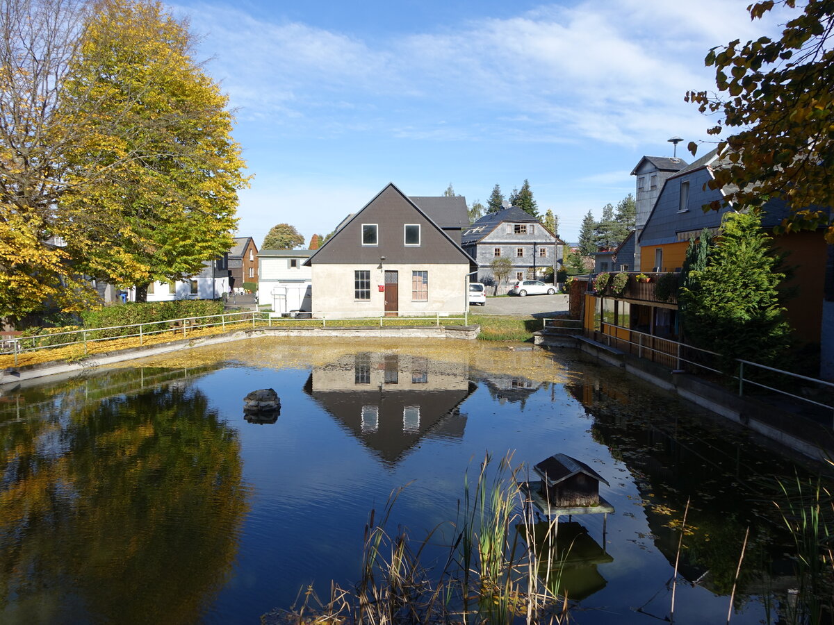 Weitisberga, Huser am Dorfweiher (17.10.2022)