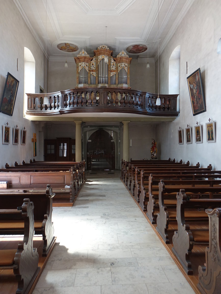 Wermerichshausen, Orgelempore in der kath. Pfarrkirche St. Vitus (07.07.2018)