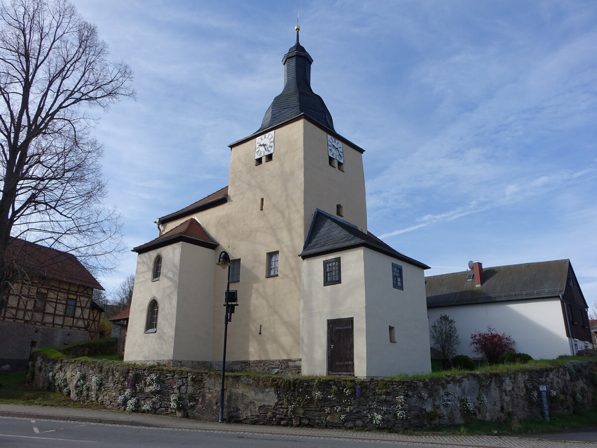 Wernburg, evangelische Pfarrkirche St. Ursula, erbaut im 12. Jahrhundert (22.04.2023)