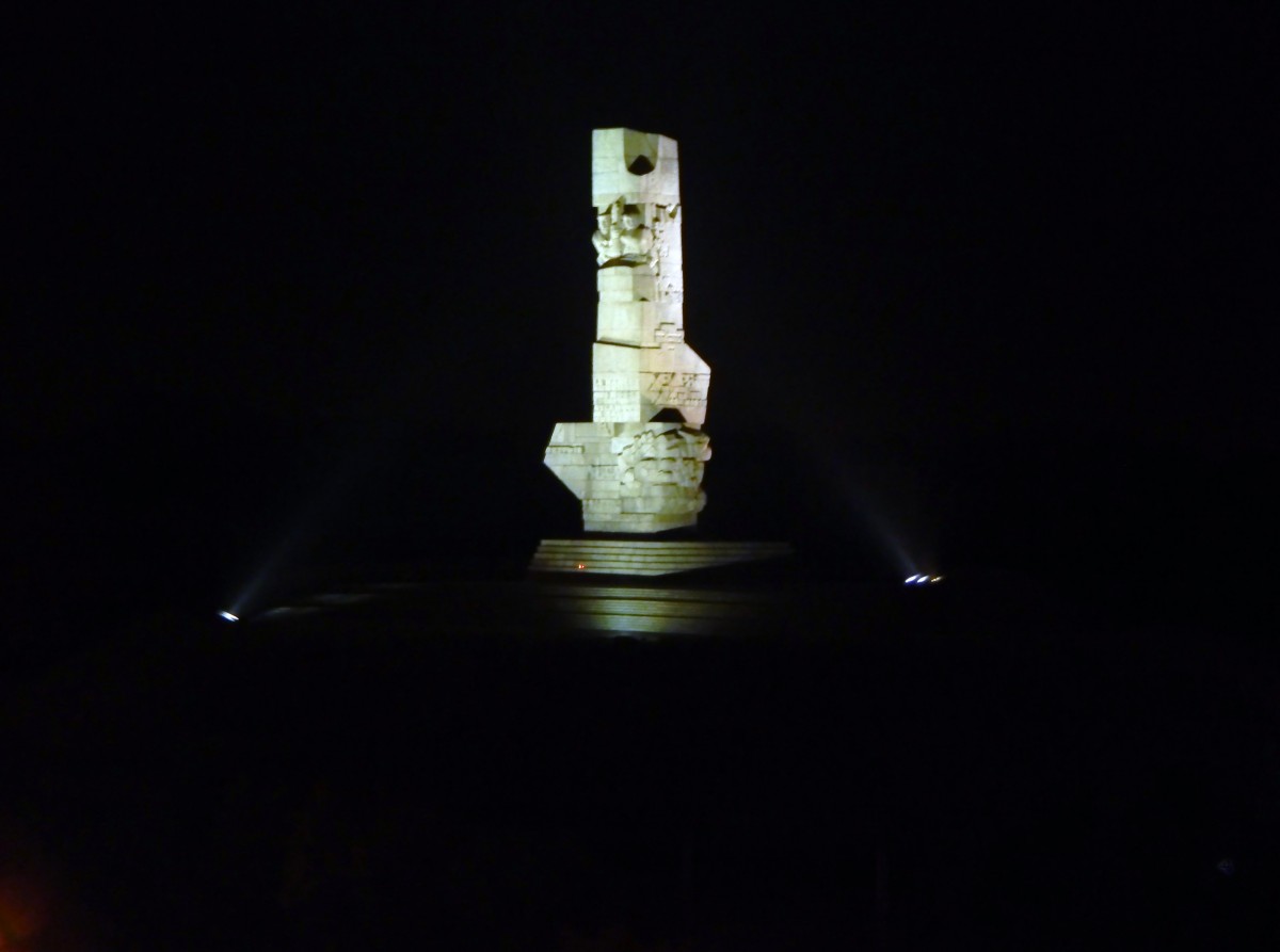 Westerplatte in Danzig bei Nacht (Oktober 2015)