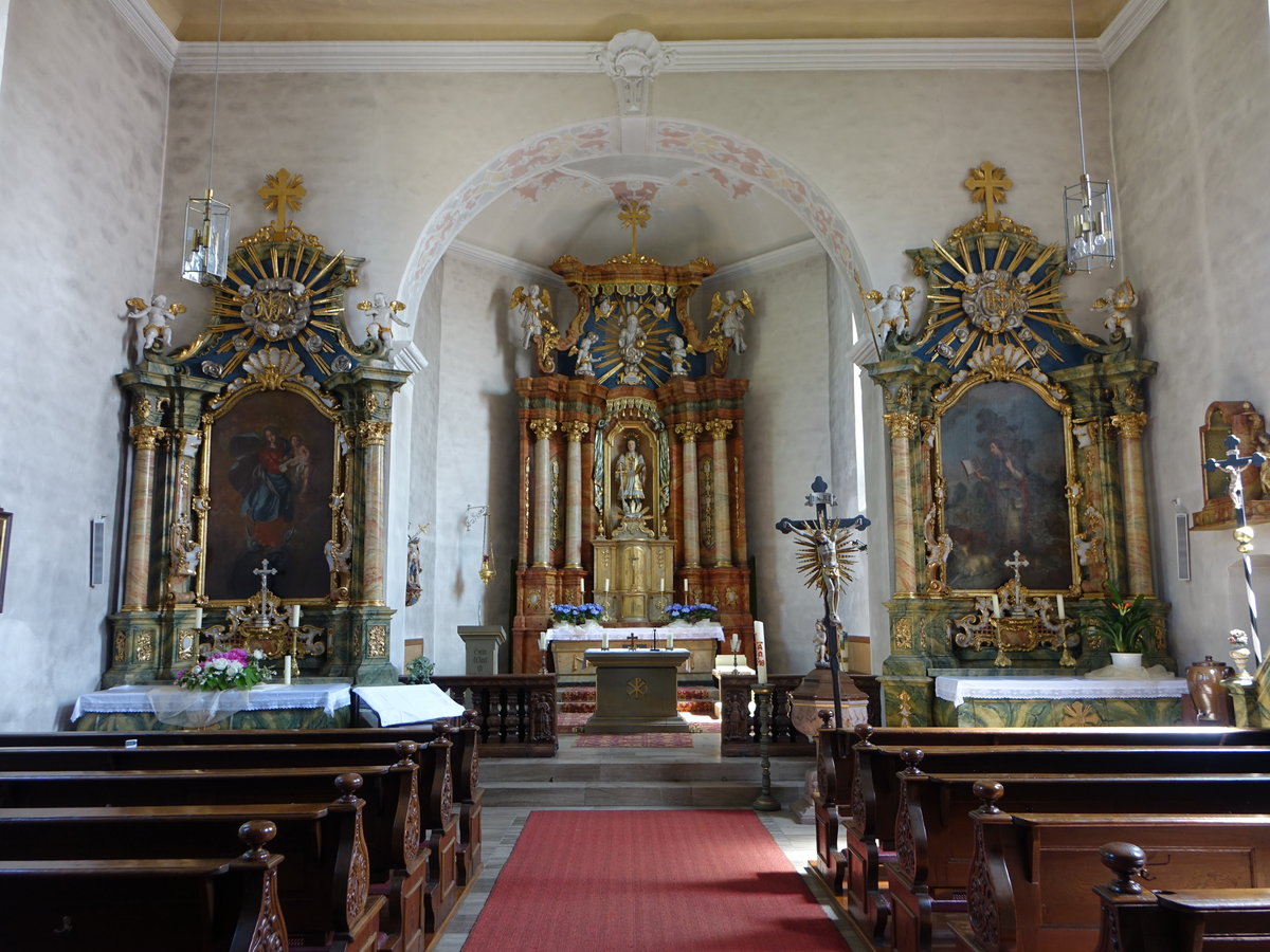 Weyersfeld, barocke Altre in der Filialkirche St. Albanus (26.05.2018)
