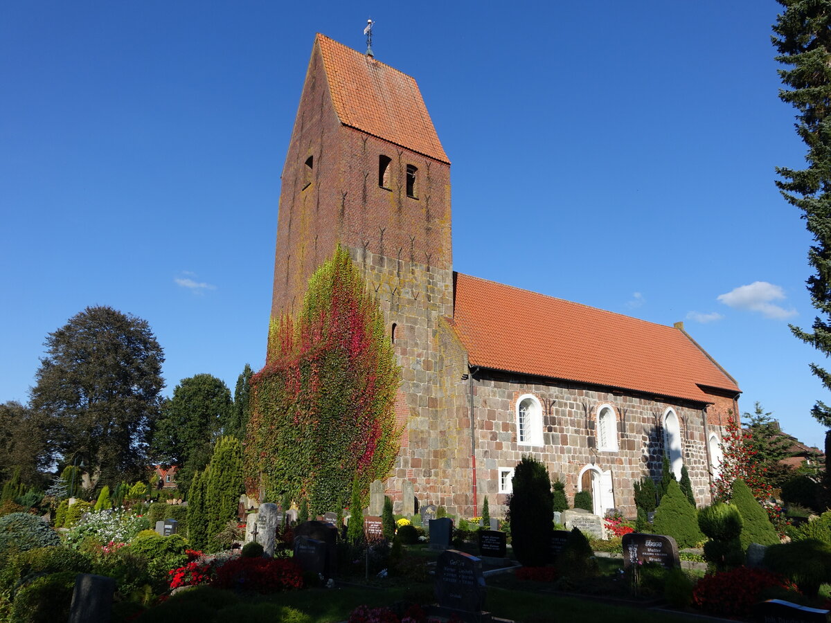 Wiefelstede, evangelische St. Johannes Kirche, erbaut bis 1057 (08.10.2021)