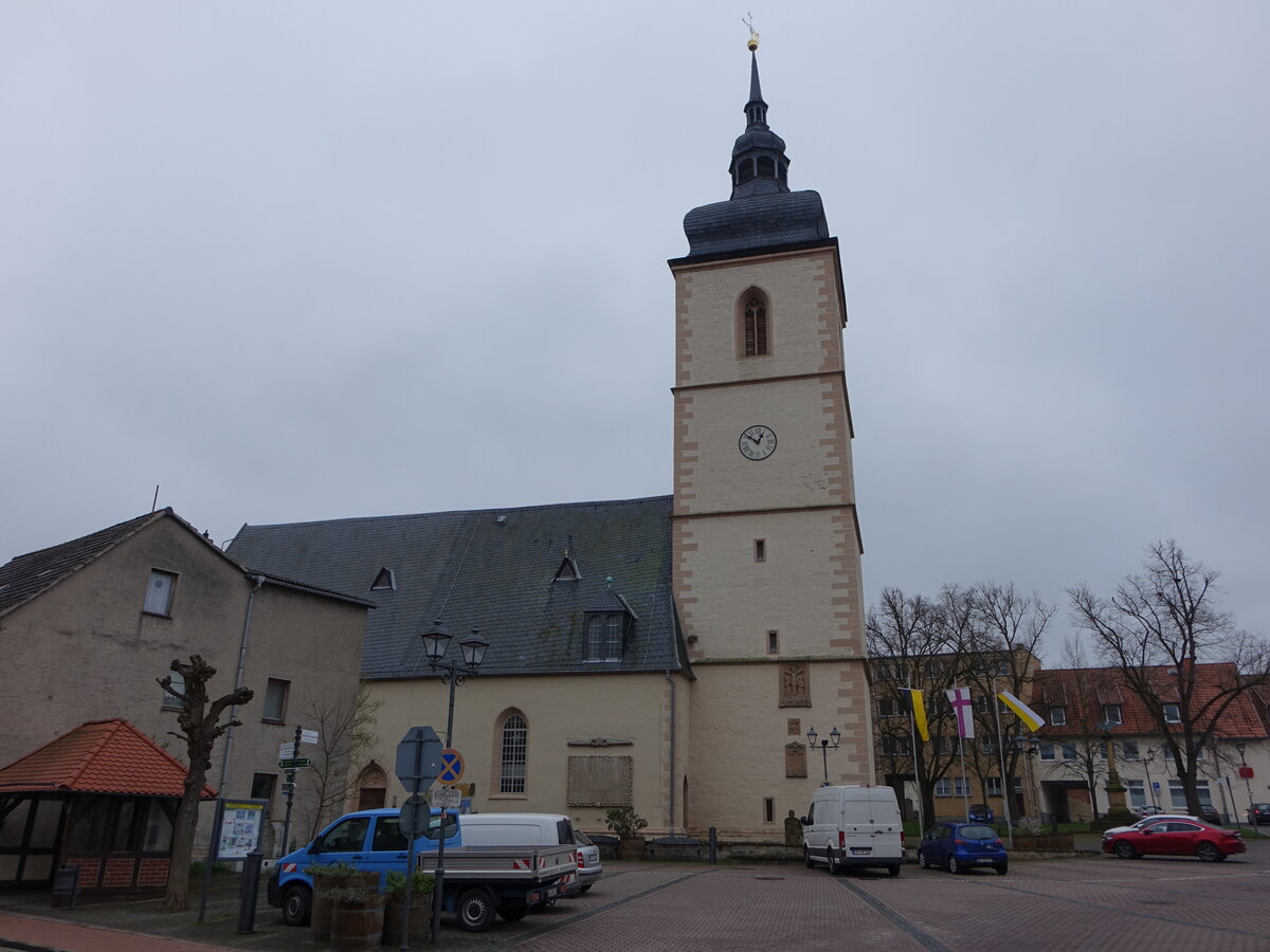 Wiehe, evangelische St. Bartholomus Kirche, erbaut ab 1670 (08.04.2023)