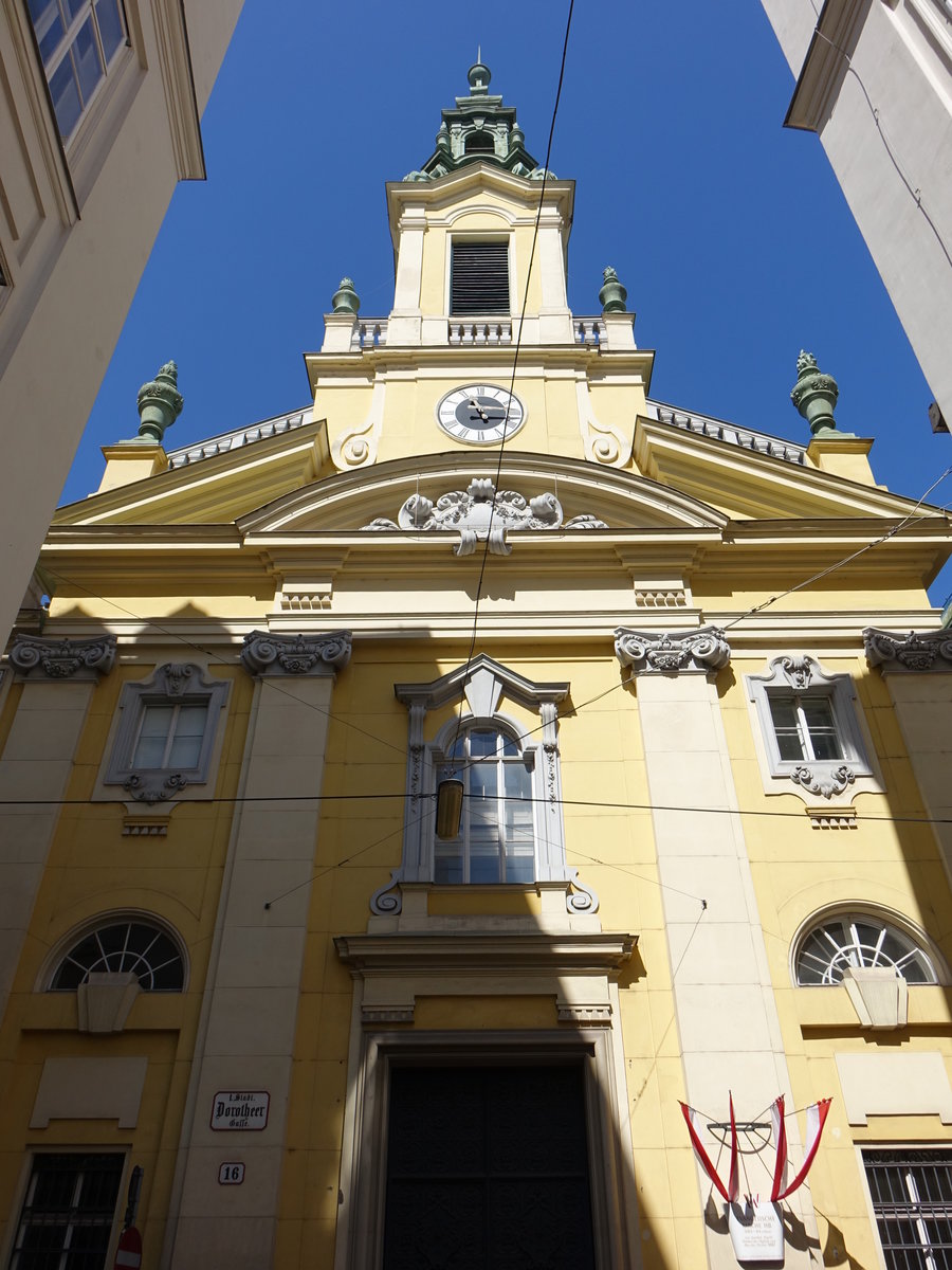 Wien, Evangelische Pfarrkirche 1. Bezirk, erbaut von 1783 bis 1784 durch Gottlieb Nigelli (20.04.2019)