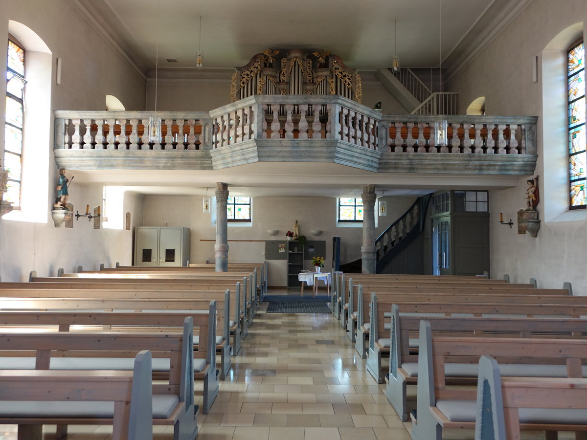 Wildflecken, Orgelempore in der kath. Pfarrkirche St. Josef (08.07.2018)