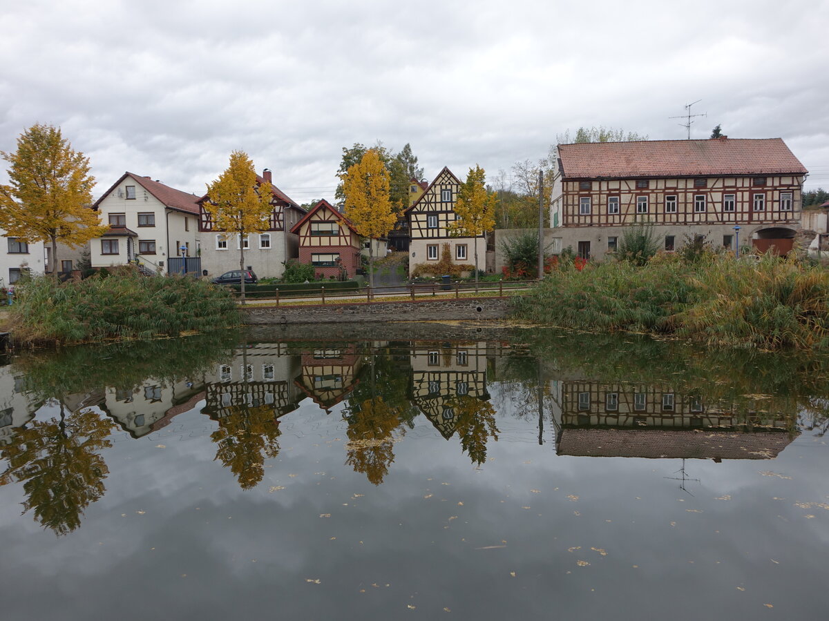 Wilhelmsdorf, Fachwerkhuser am Dorfteich (18.10.2022)
