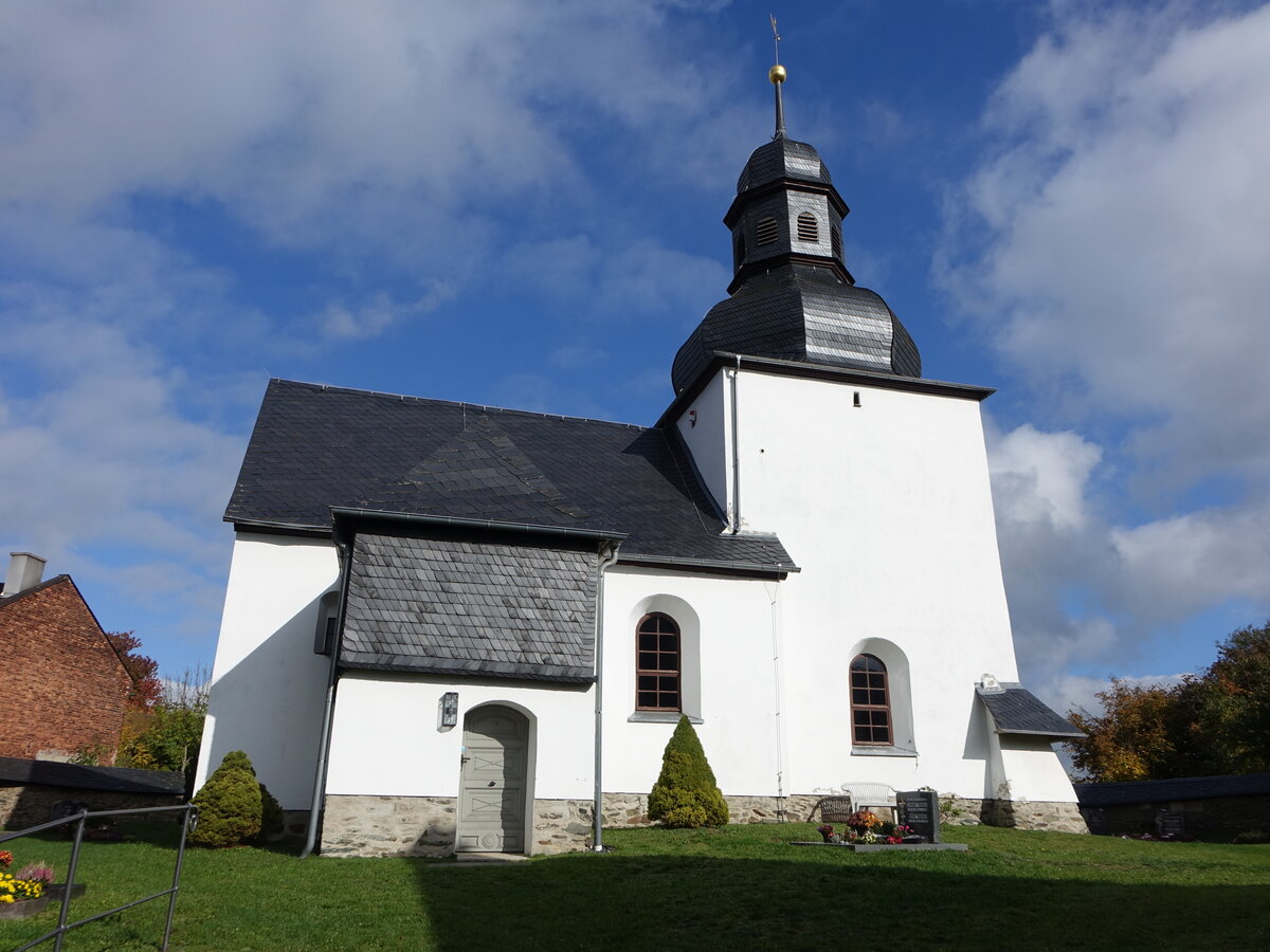 Willersdorf, evangelische Kirche, erbaut im 13. Jahrhundert (19.10.2022)