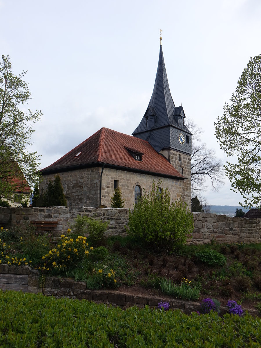 Willmersreuth, Ev. St. Sixtus und St. Lorenz Kirche, sptromanische Saalkirche mit Ostturm (16.04.2017)