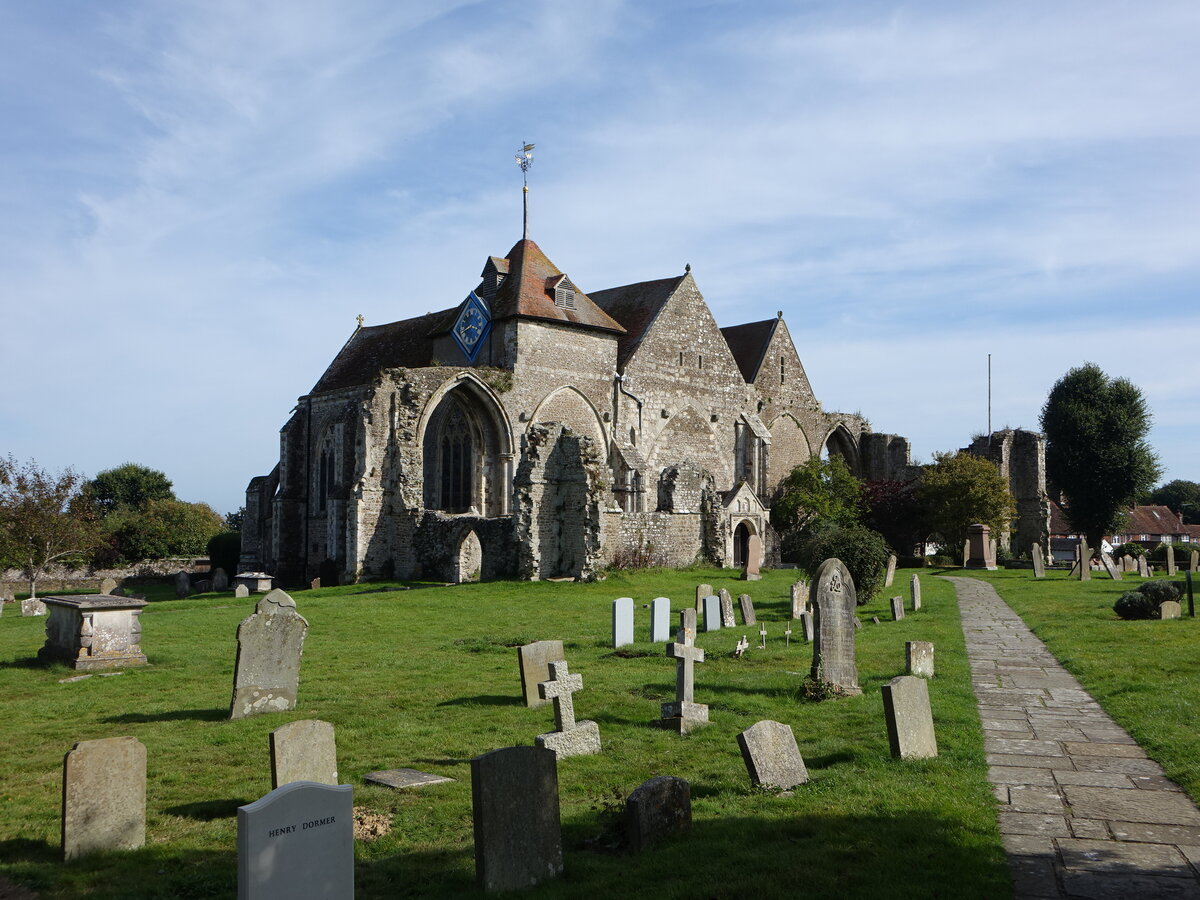 Winchelsea, Pfarrkirche St. Thomas, erbaut im 13. Jahrhundert, heute wird nur noch der Chor genutzt, East Sussex (03.09.2023)