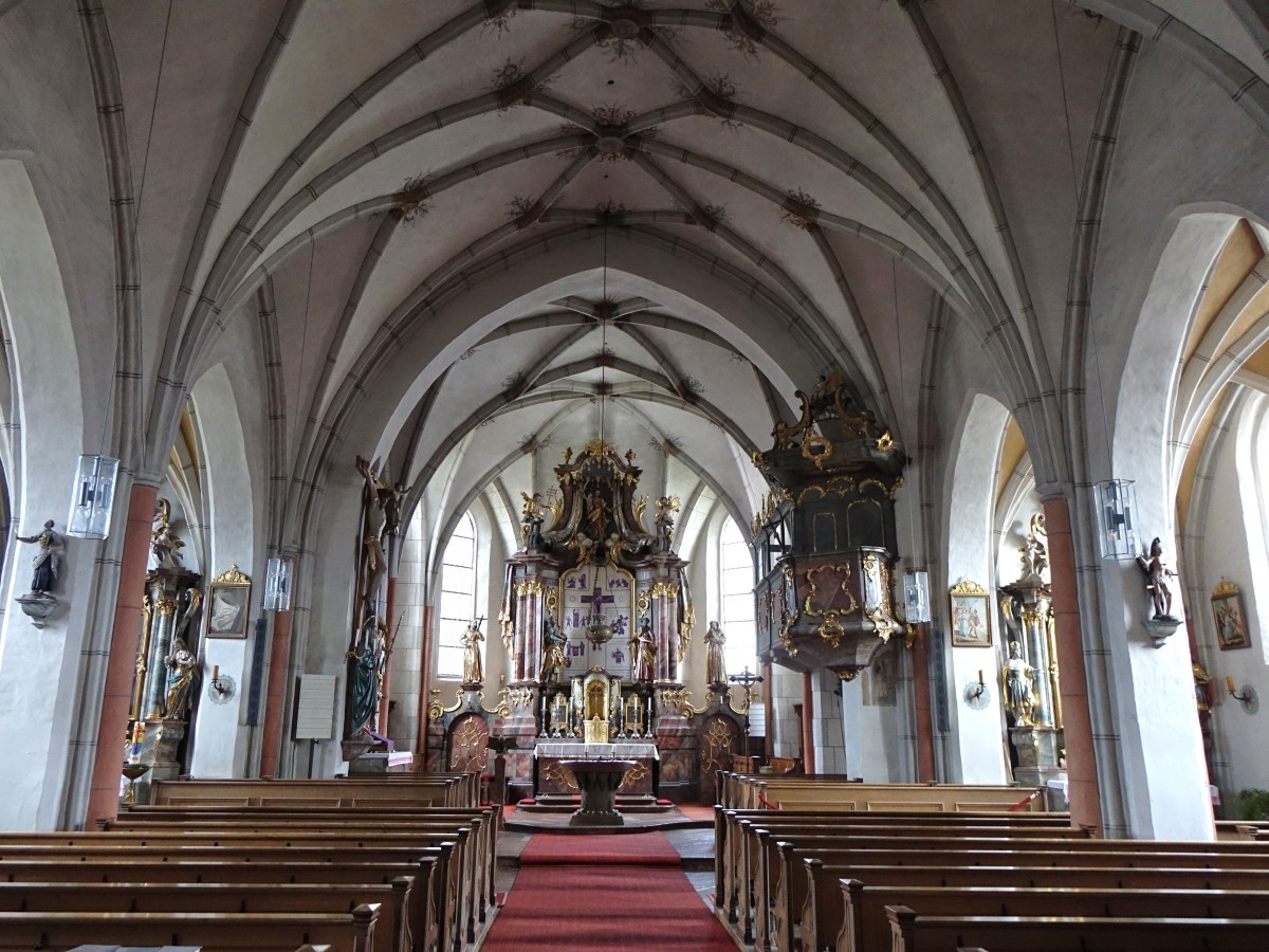 Winhring, Innenraum der sptgotischen St. Peter und Paul Kirche (14.02.2016)