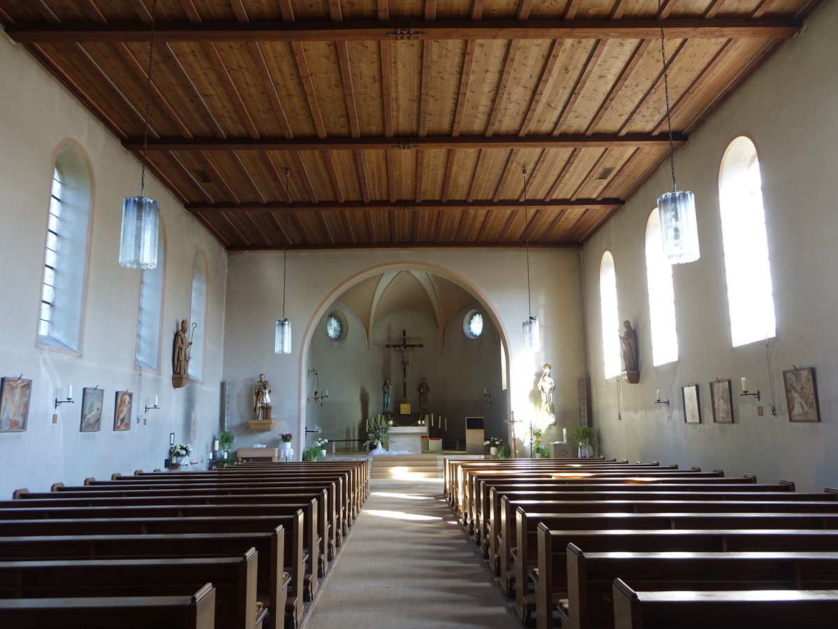 Winkels, Innenraum der kath. Pfarrkirche St. Bonifatius, erbaut 1937 durch Eugen Altendörfer (07.07.2018)