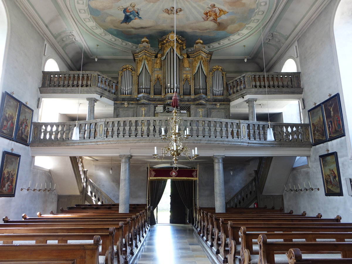 Wipfeld, Orgelempore in der Pfarrkirche St. Johannes der Tufer (27.05.2017)